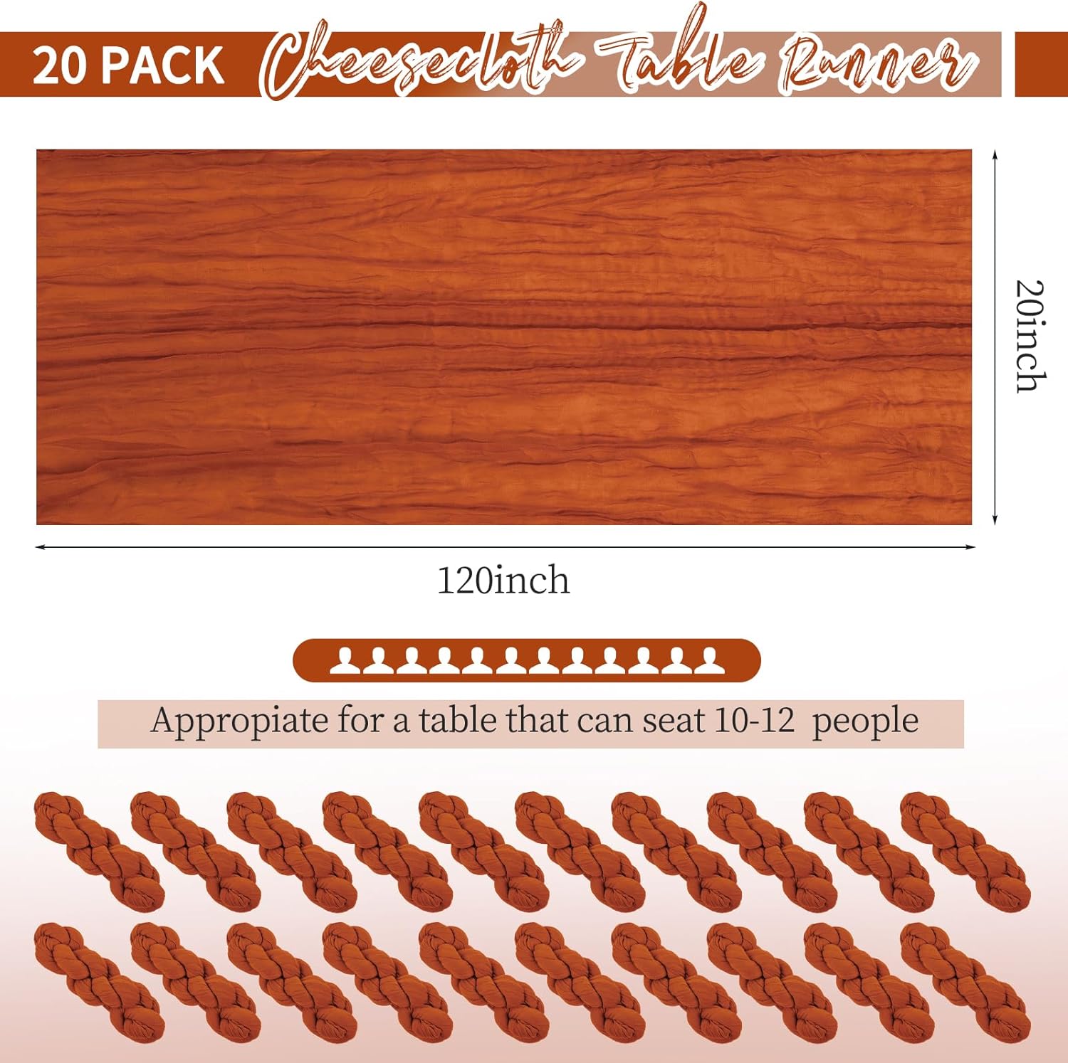 20 Pack Terracotta Cheese Cloth Table Runners