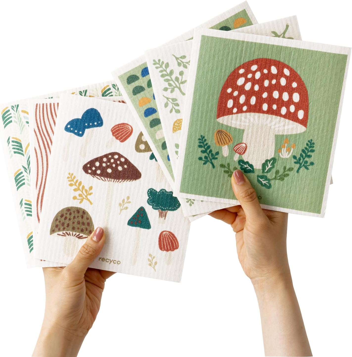 RECYCO Swedish Dishcloths 6-Pack Forest Mushroom Dish Rags