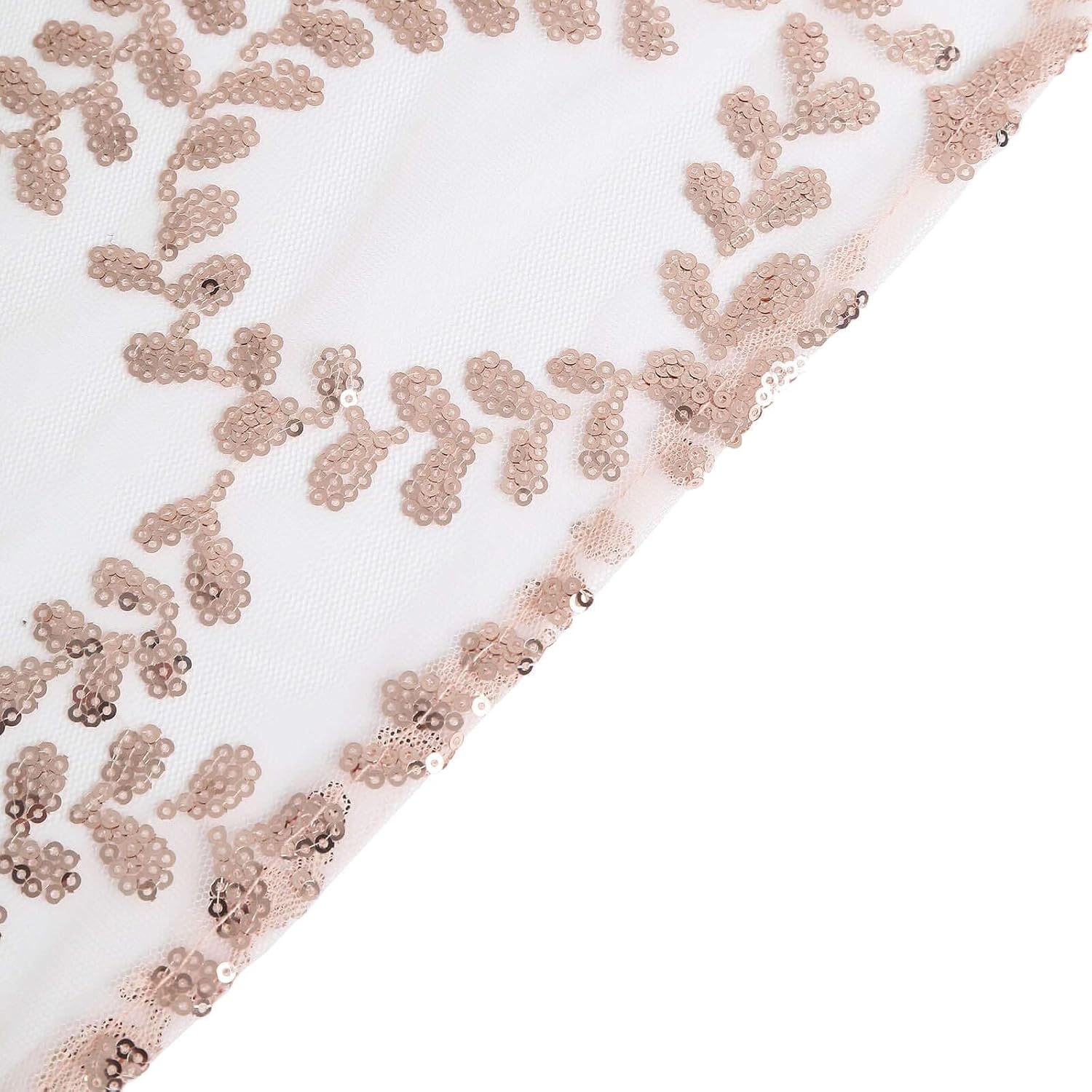 Efavormart 12x108 Blush Rose Gold Leaf Vine Sequin Table Runner