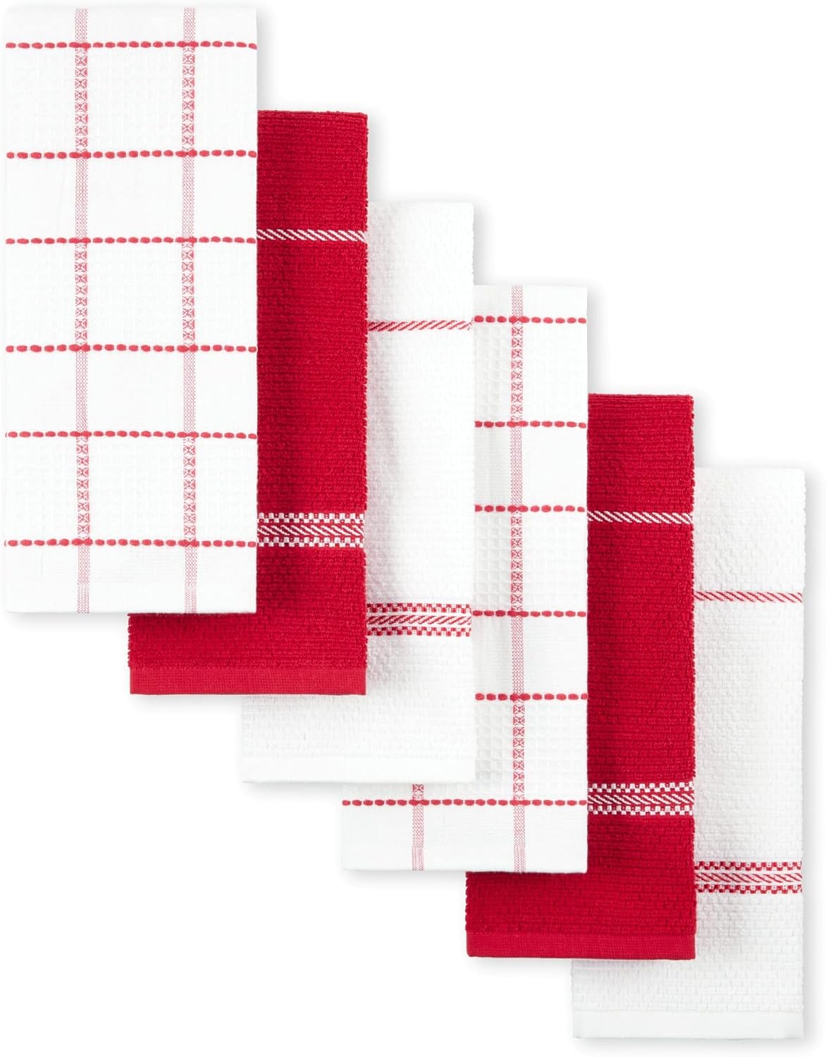 Martha Stewart Modern Waffle Kitchen Towel Set 6-Pack Red