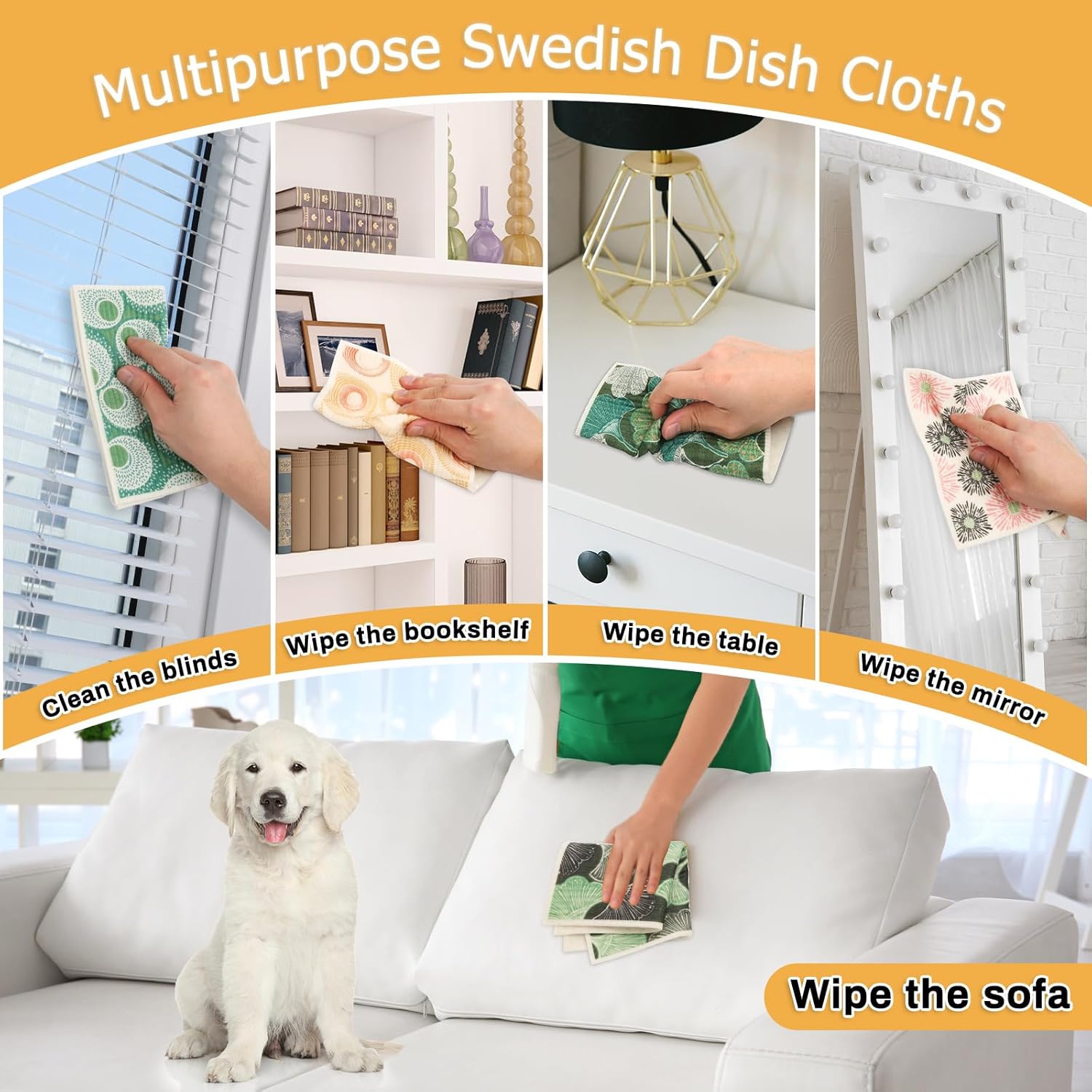 Lucomb 10 Pack Swedish Dishcloths for Kitchen