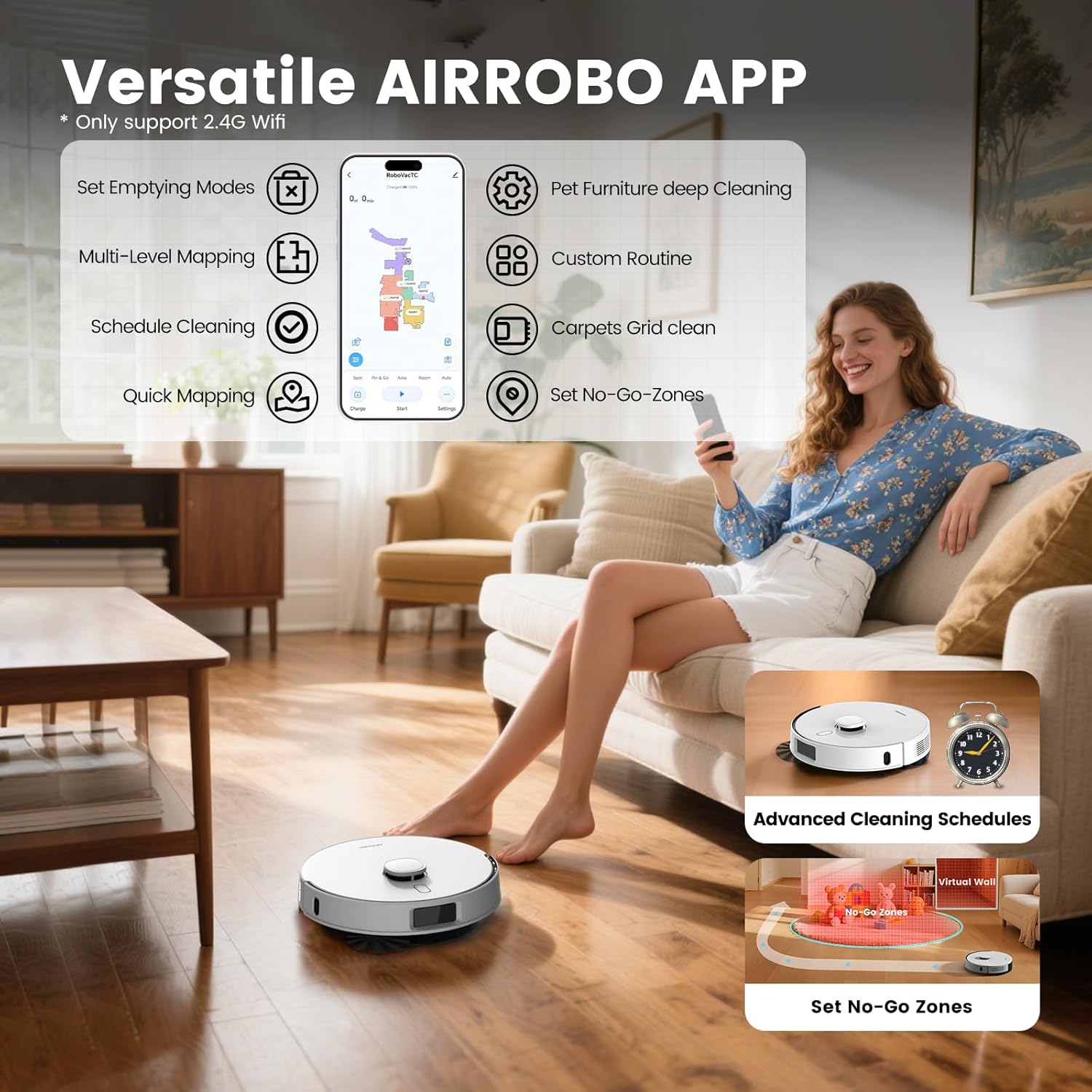 AIRROBO T30 Robot Vacuum and Mop with Self-Emptying
