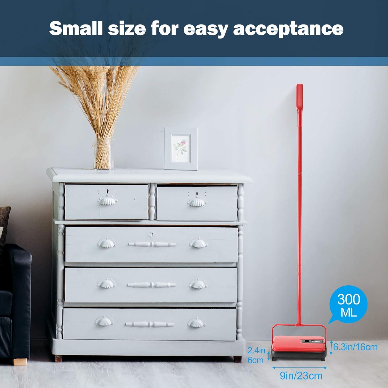 Eyliden Quiet Carpet Sweeper No Electricity Lightweight Easy to Use