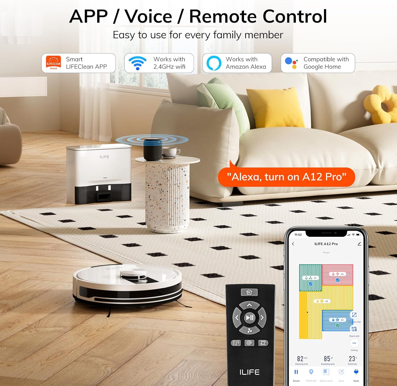 ILIFE A12 Pro Robot Vacuum and Mop Combo with Self Emptying Station