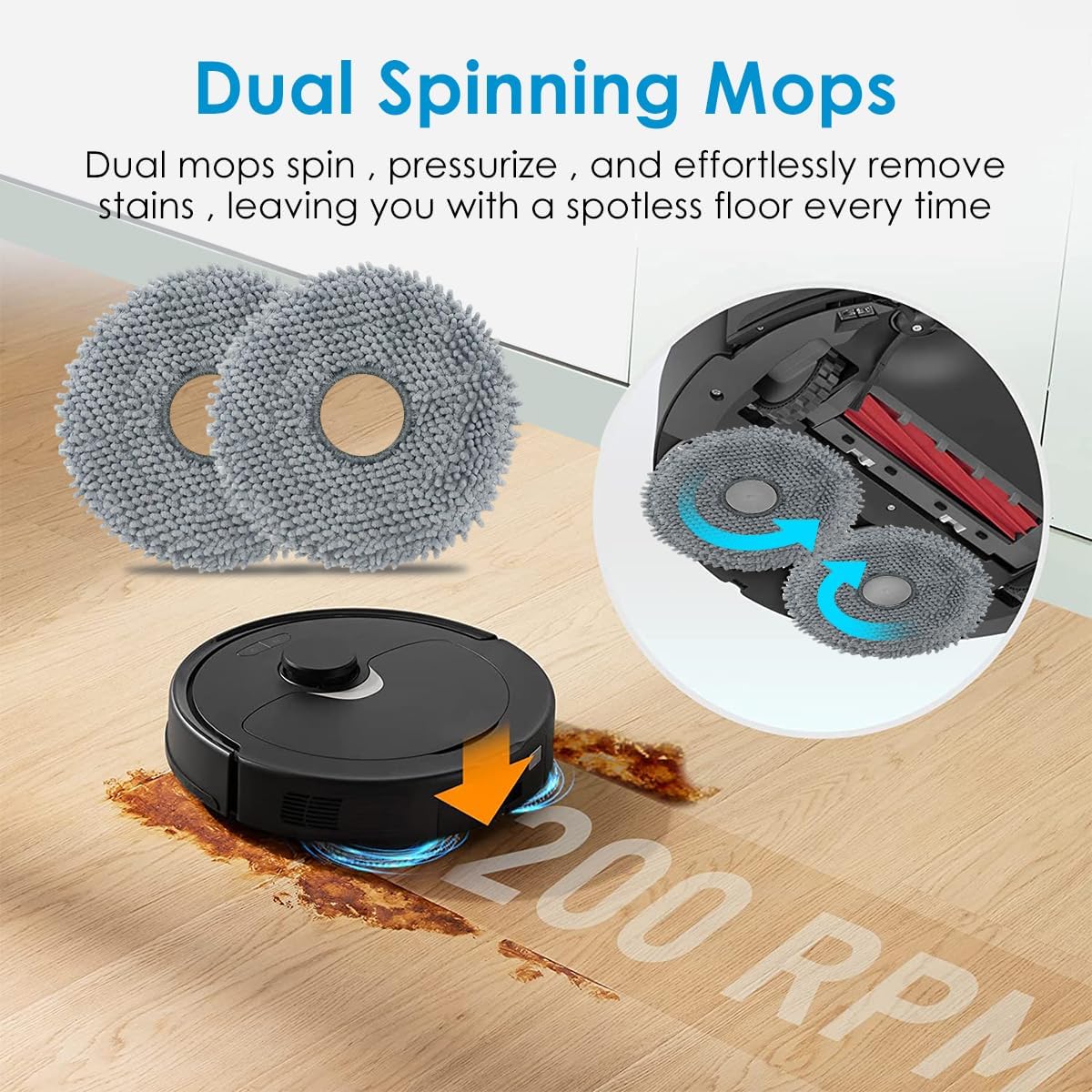 4 Pack Microfiber Mop Pads for Roborock Robot Vacuums