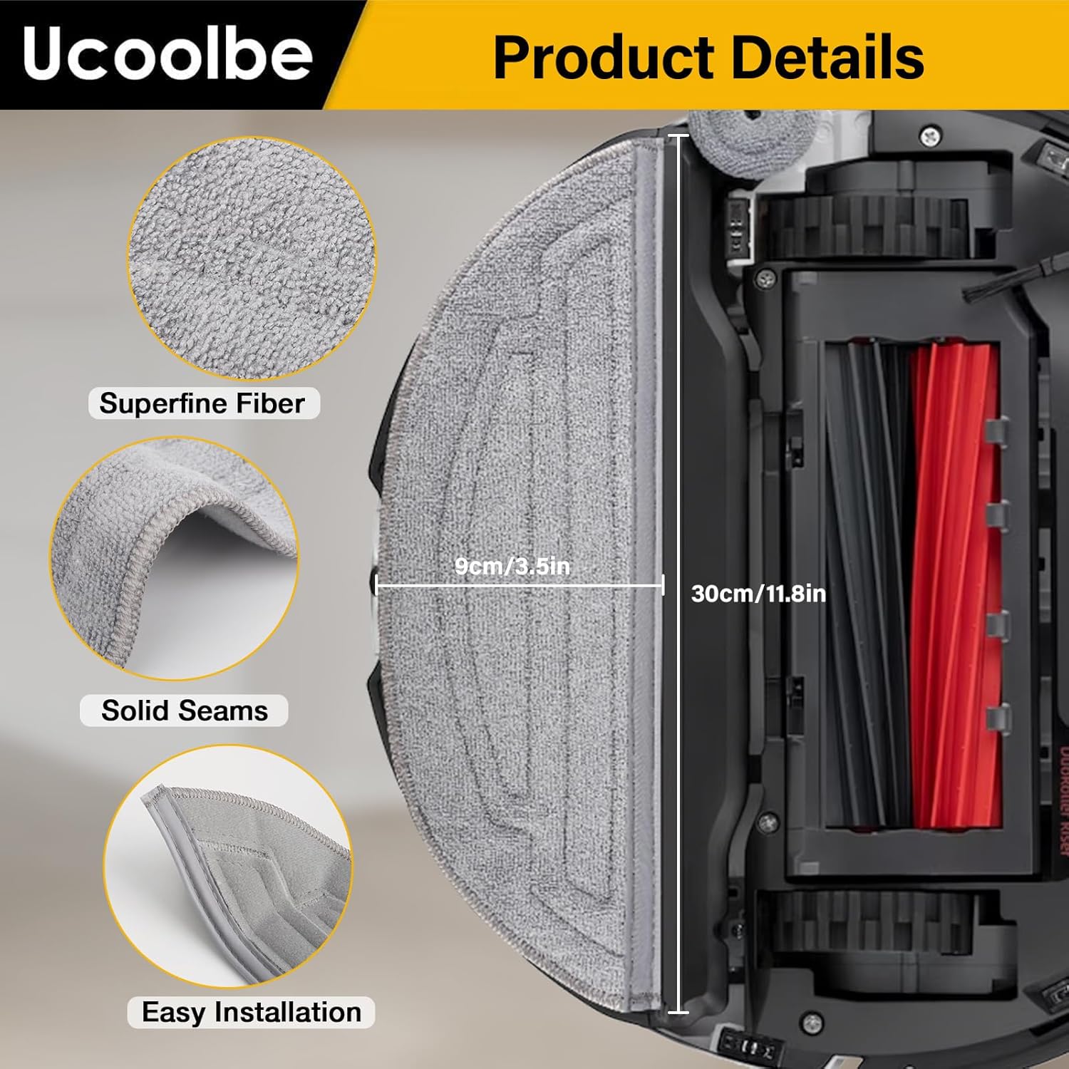 Ucoolbe Roborock Mop Pads 8 Pack Replacement Accessories