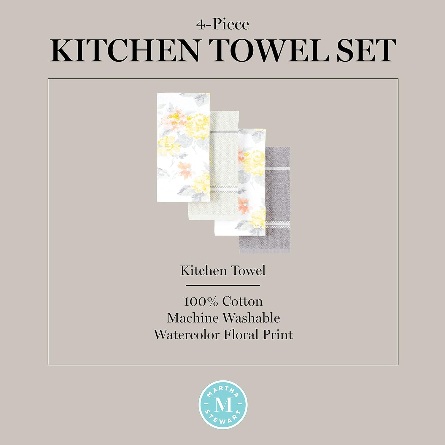 Martha Stewart Amber Floral Kitchen Towel Set of 4