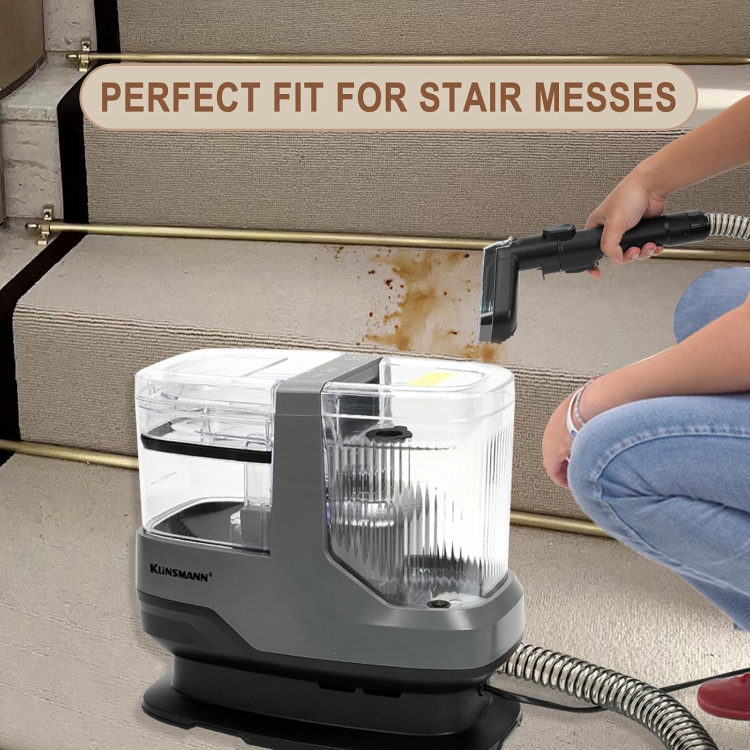 Klinsmann Portable Carpet Cleaner Machine with 17KPa Suction Power