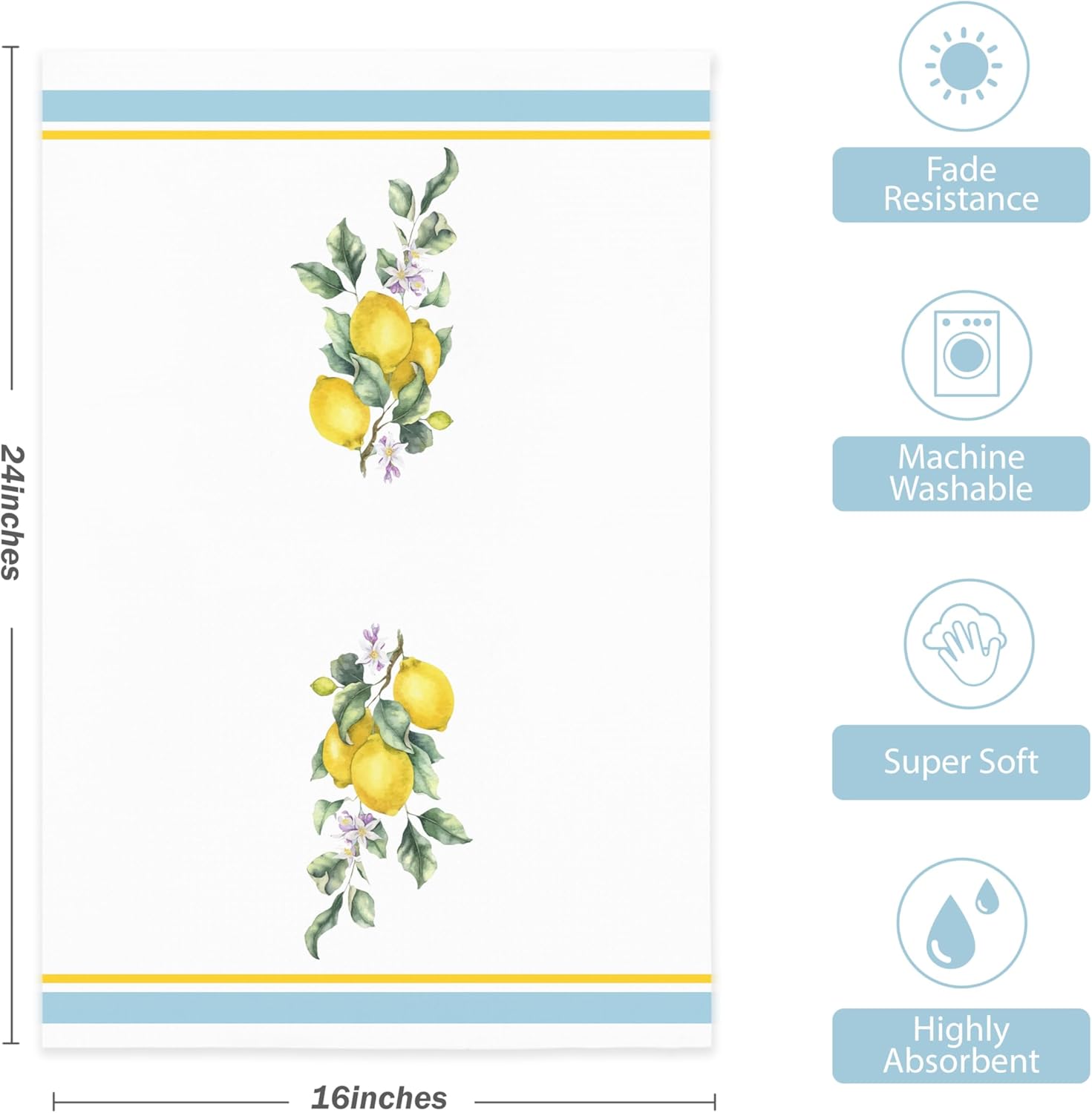 Yellow Lemon Seasonal Kitchen Towels Set of 2