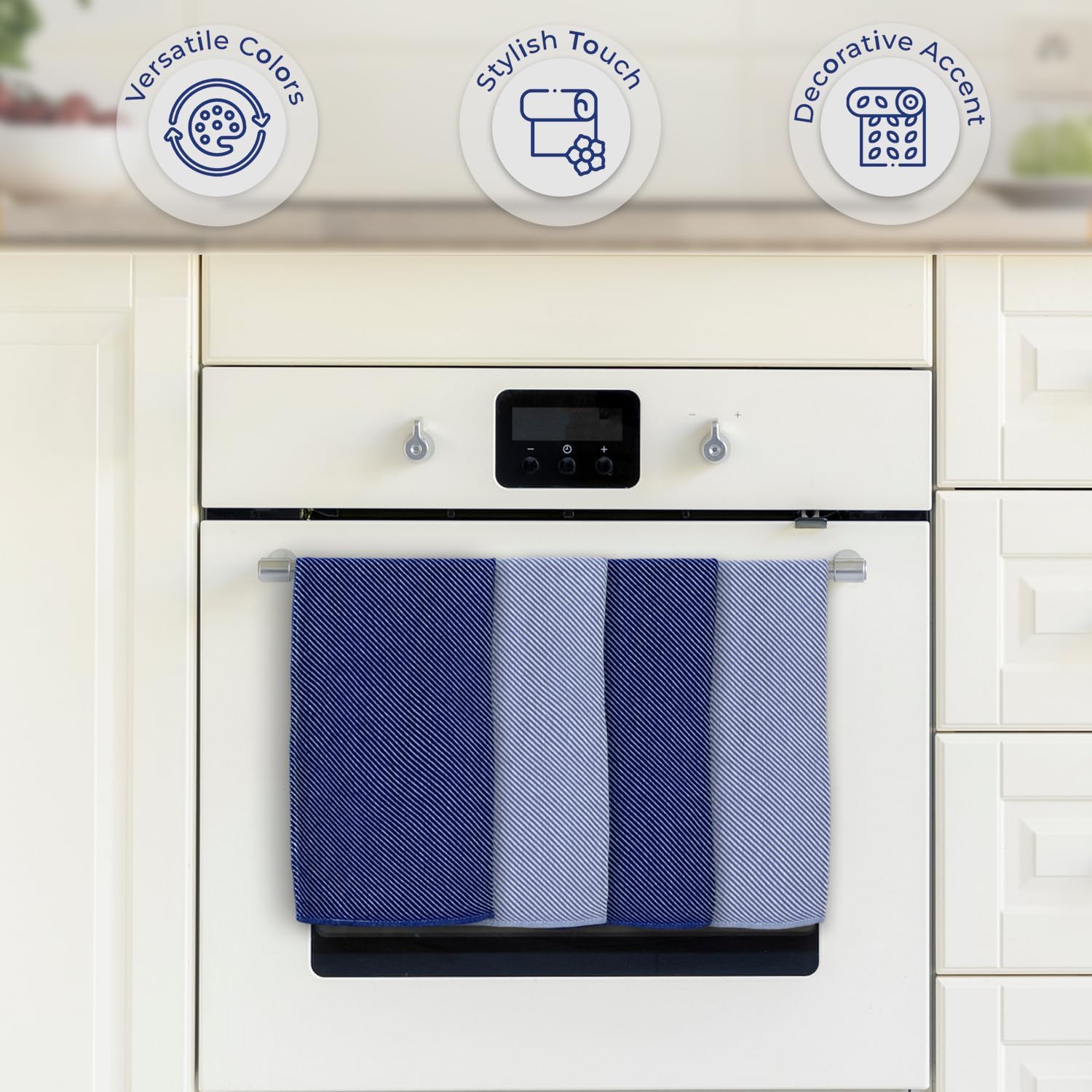 Ossano Kitchen Towels - Soft 100 Cotton Set of 4