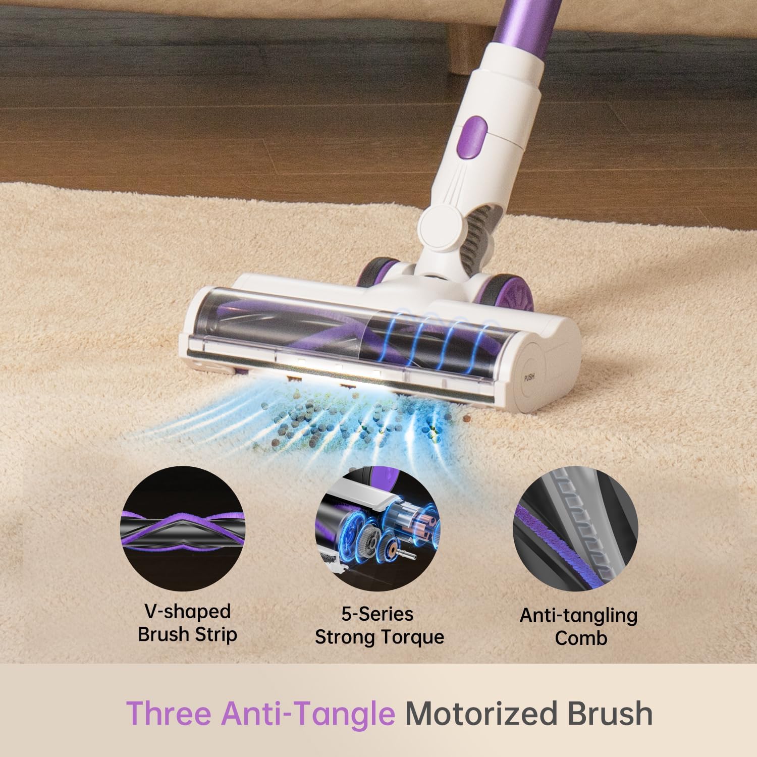 Fabuletta Cordless Vacuum Cleaner 500W Lightweight with 50 Min Battery