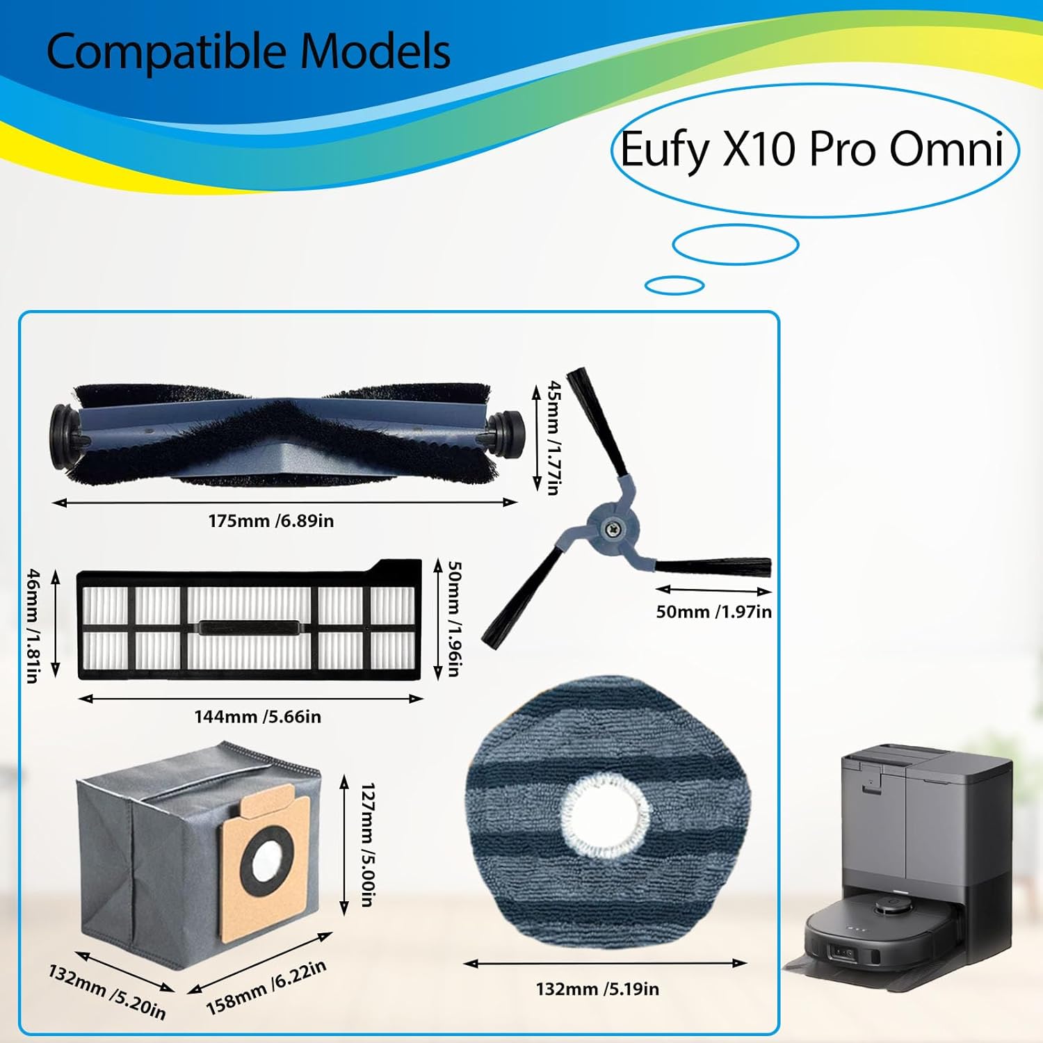24 Pack Replacement Parts for Eufy X10 Pro Omni Vacuum