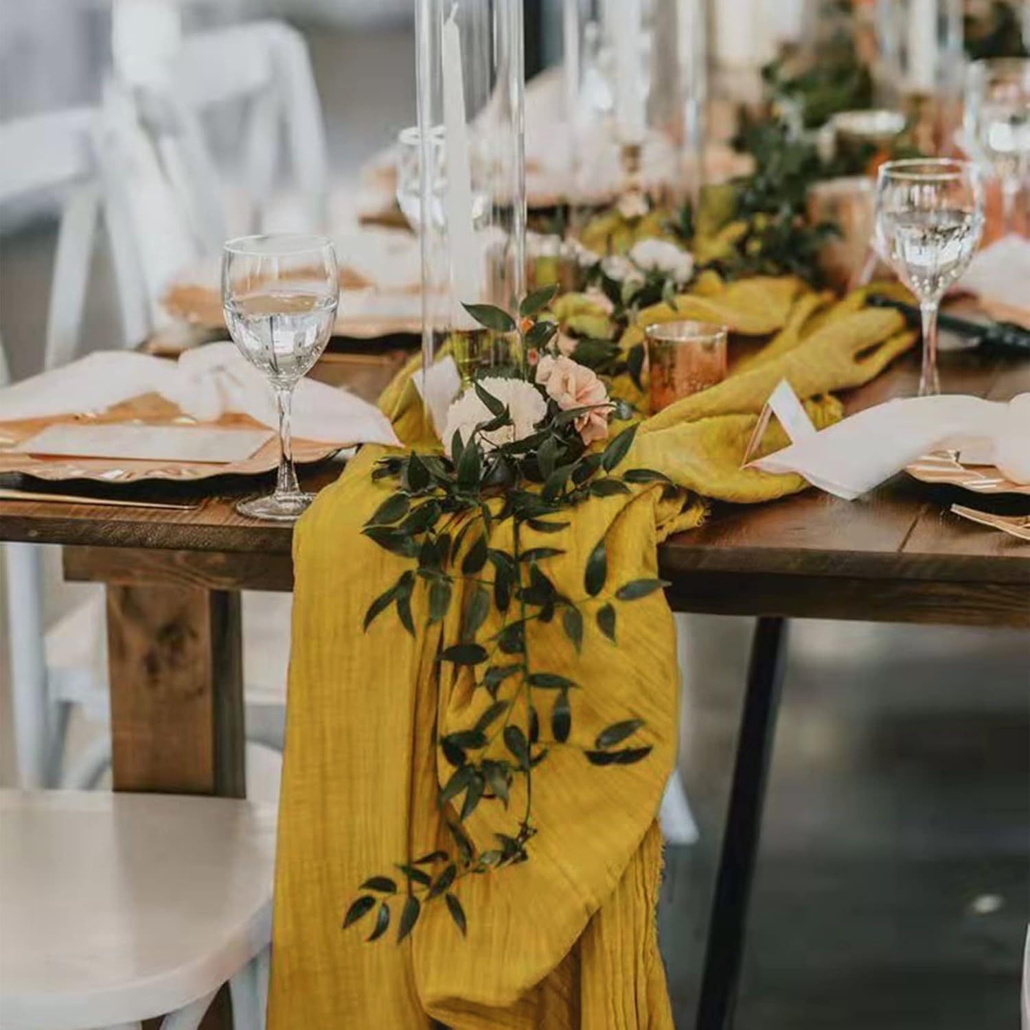 Elegant Gauze Cheesecloth Table Runner 36x120 Inches