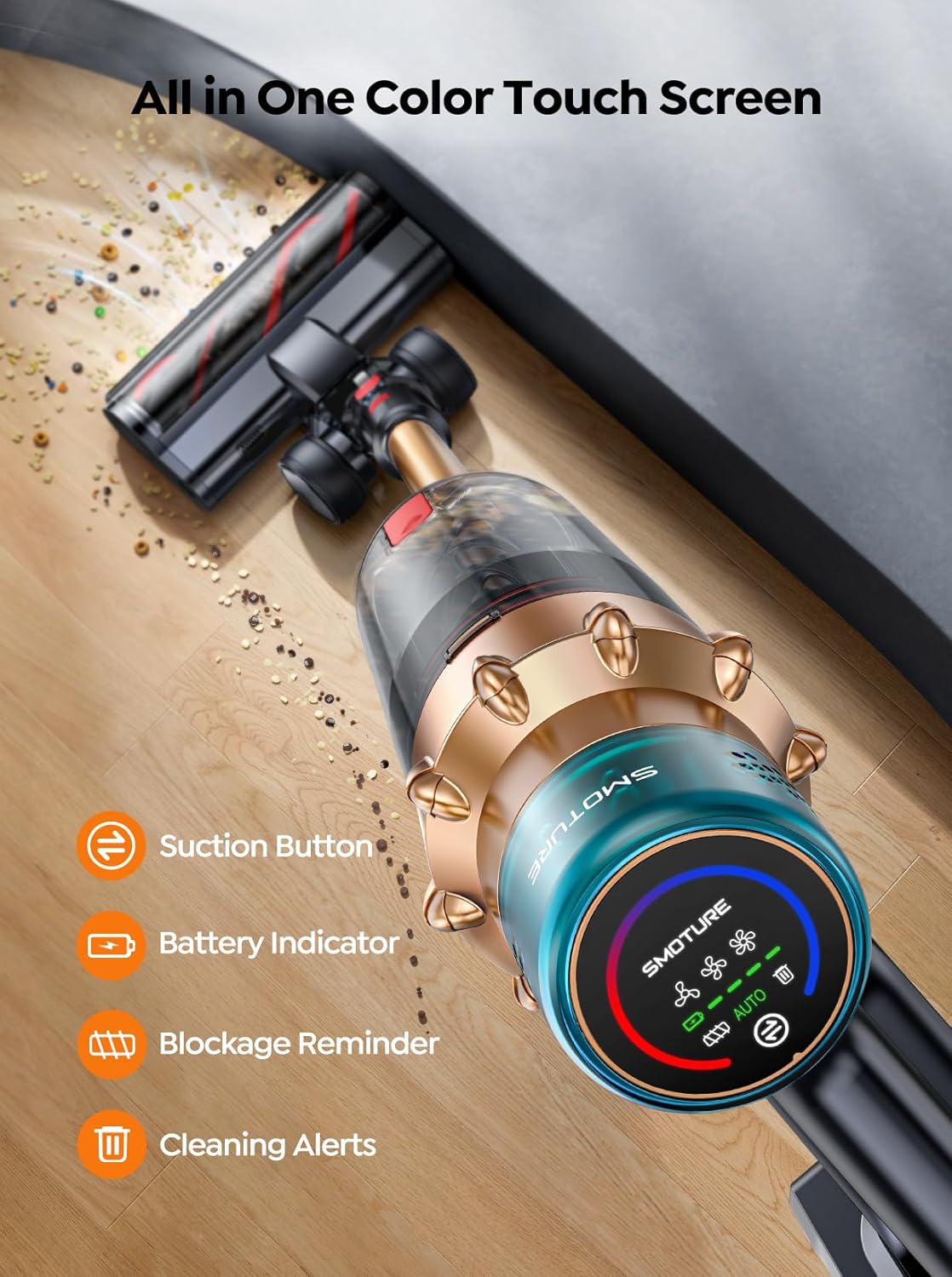 SMOTURE Cordless Vacuum Cleaner 550W 45KPA 60 Mins Runtime