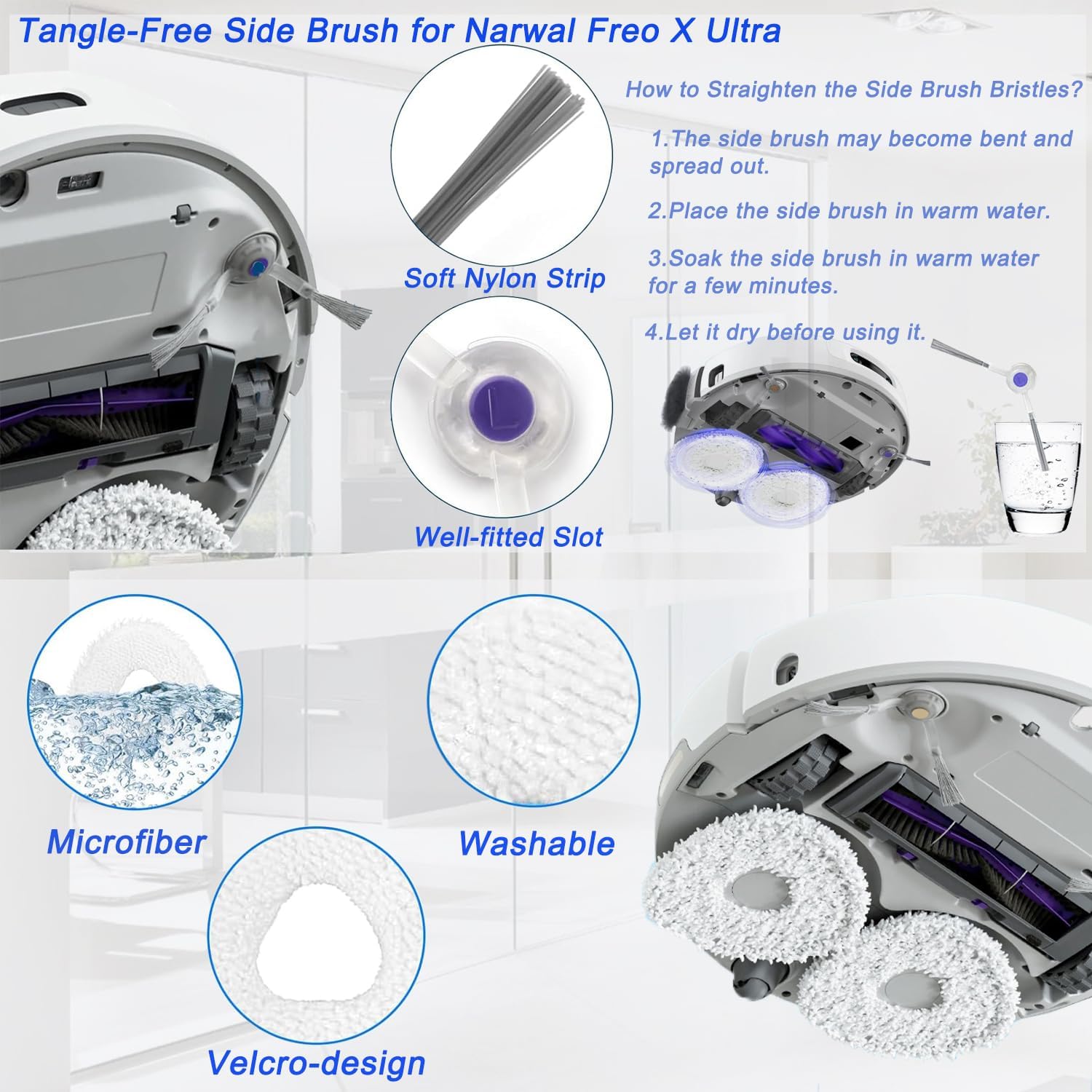 16 Piece Replacement Accessories for Narwal Freo X Ultra Robot Vacuum