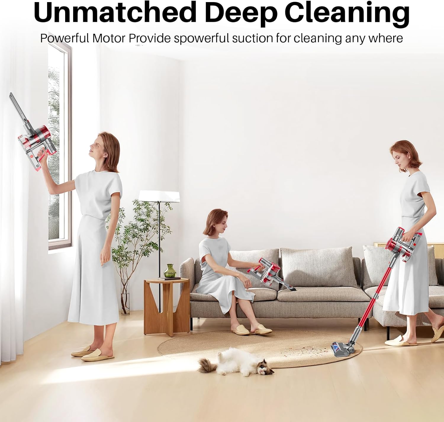 BSNAW Cordless Vacuum Cleaner 6 in 1 Powerful Suction