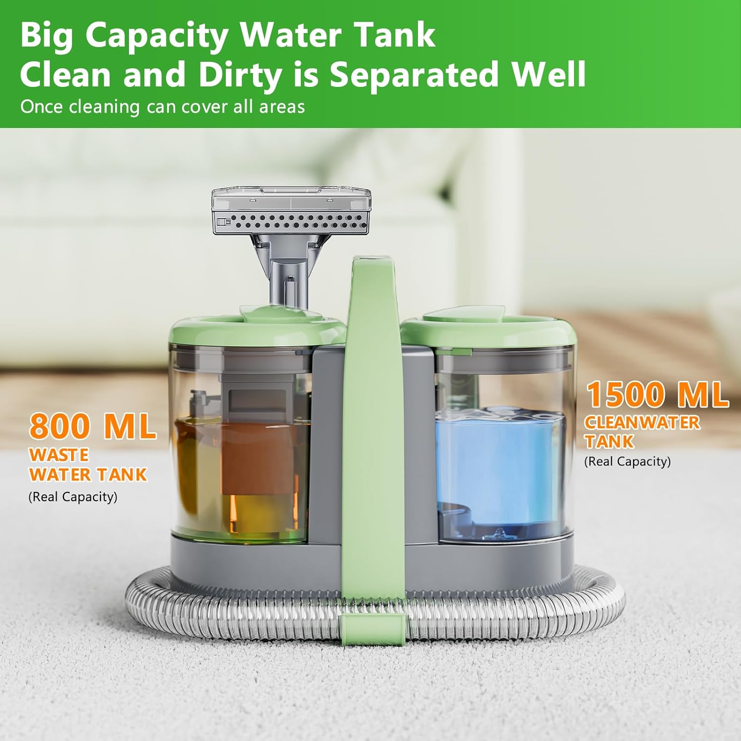 Carpet Cleaner Machine with 18Kpa Suction and 500W Power