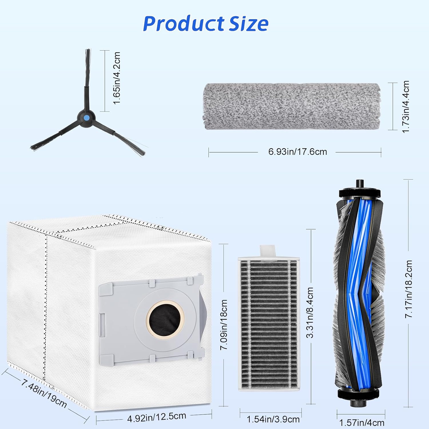 10 Pcs Replacement Kit for Ecovacs Deebot X8 Pro Omni Vacuum Cleaner