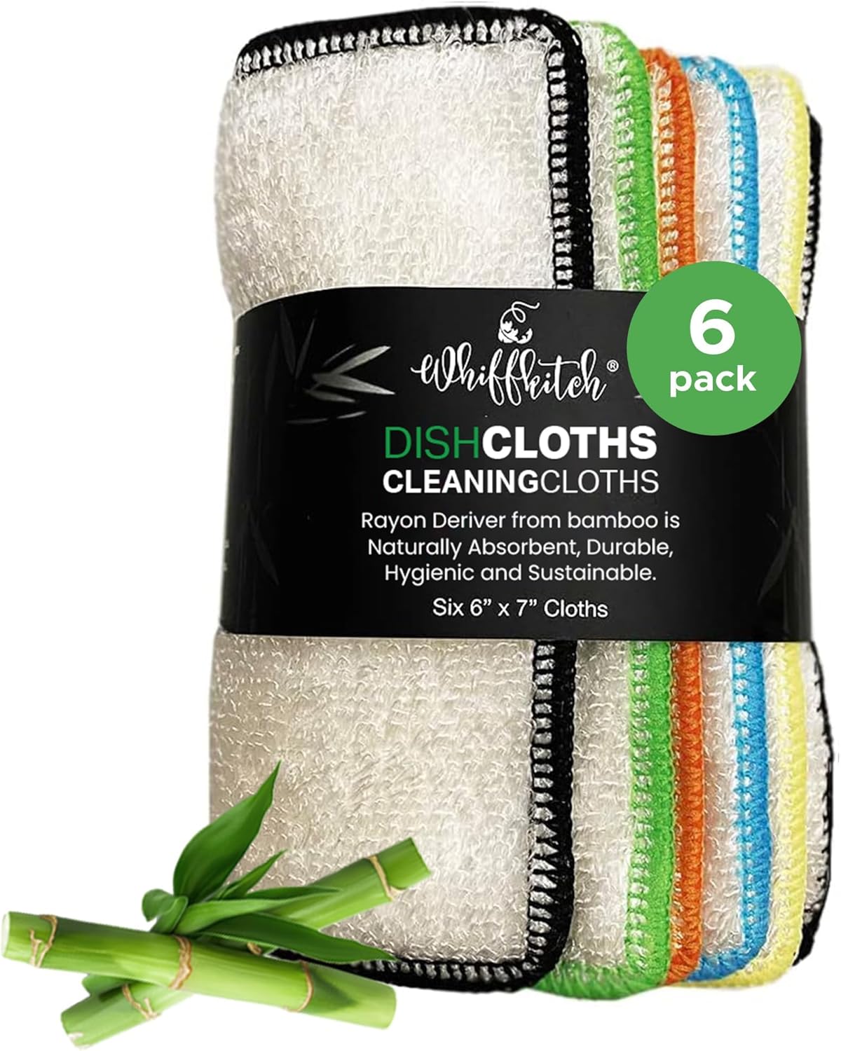 Whiffkitch Dishcloths Towels 6 Pack Multi Color
