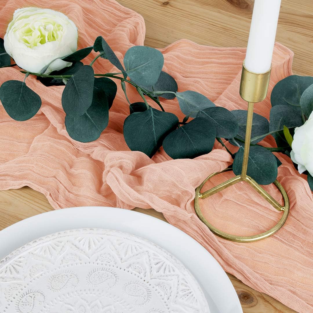 Blush Pink Cheesecloth Table Runner Extra Long 283x157 Inch