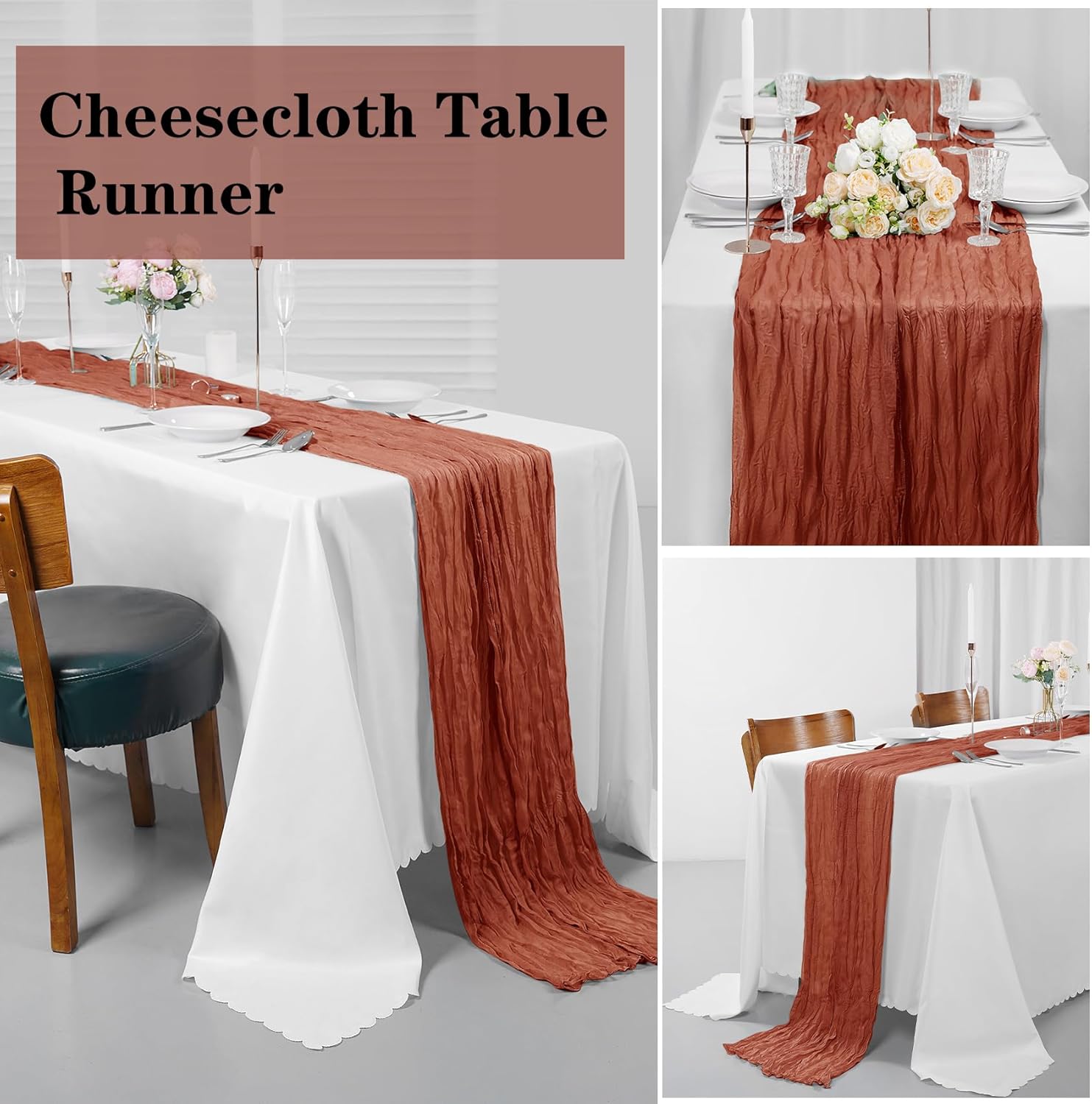 Bailarina 12 Pack Terracotta Cheesecloth Table Runner 17x108 Inch