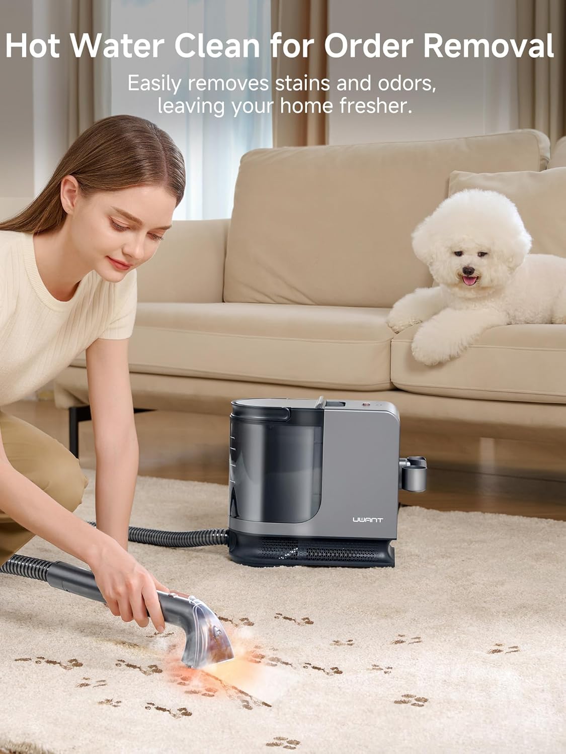 Uwant Portable Carpet Cleaner with 18Kpa Suction