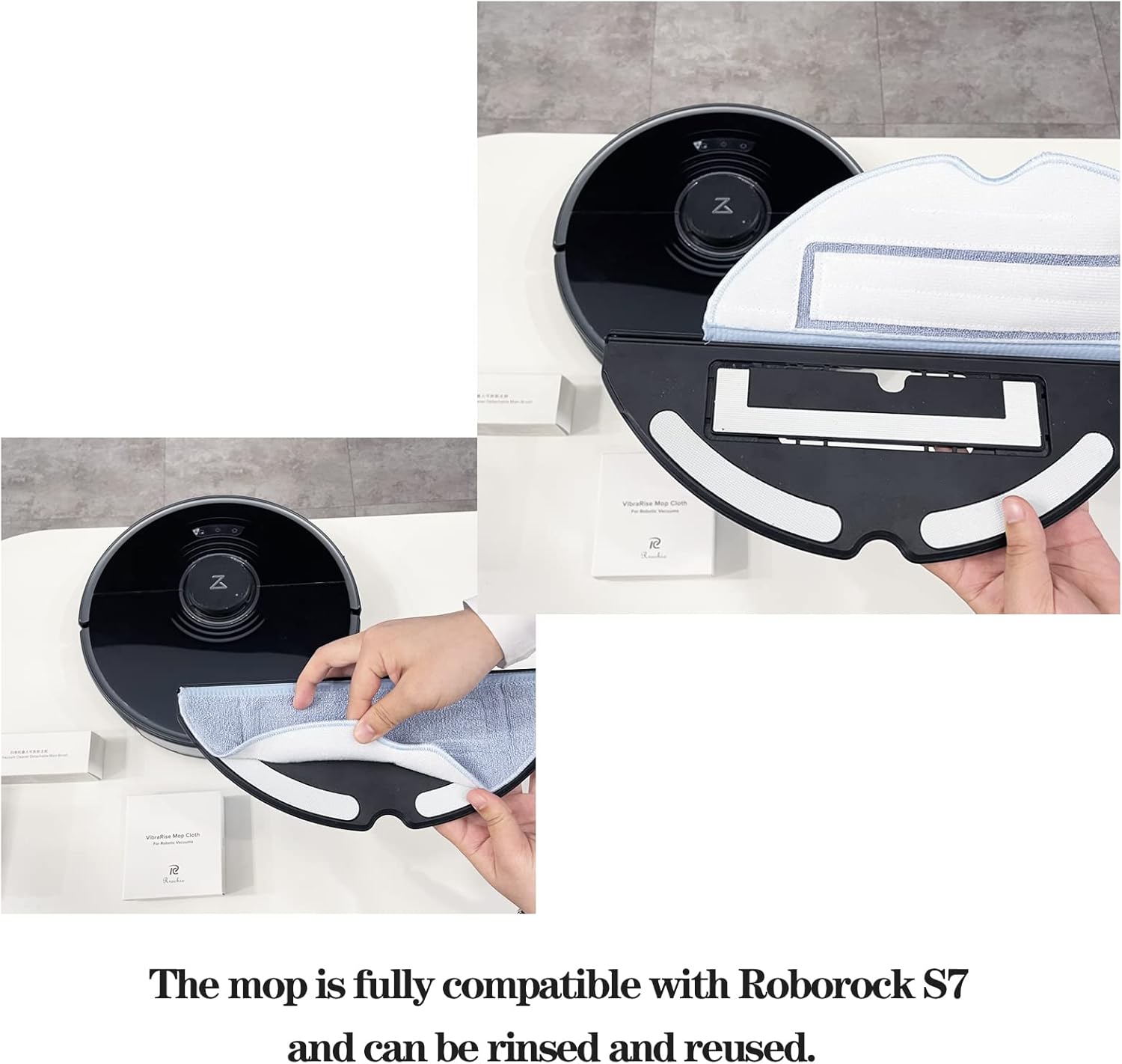4 Pcs Microfiber Mop Pads for Roborock S7 Series