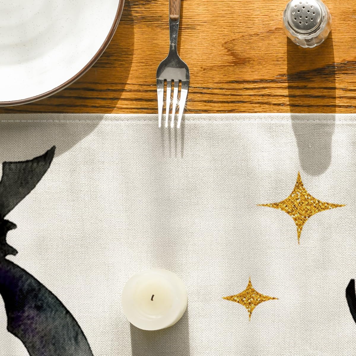 Artoid Mode Spooky Halloween Table Runner with Black Cat Design