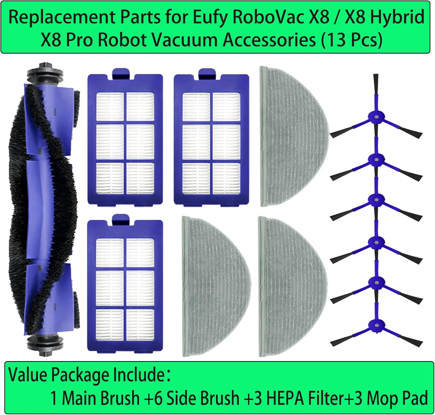 Replacement Spare Parts for Eufy RoboVac X8 X8 Hybrid 13 Pack