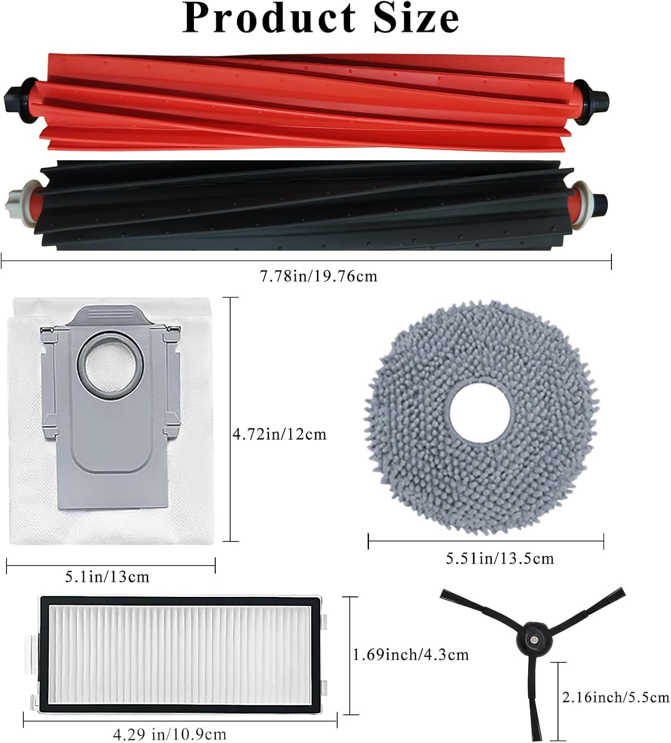 Replacement Parts Kit for Roborock Qrevo Master and Qrevo Slim Vacuum