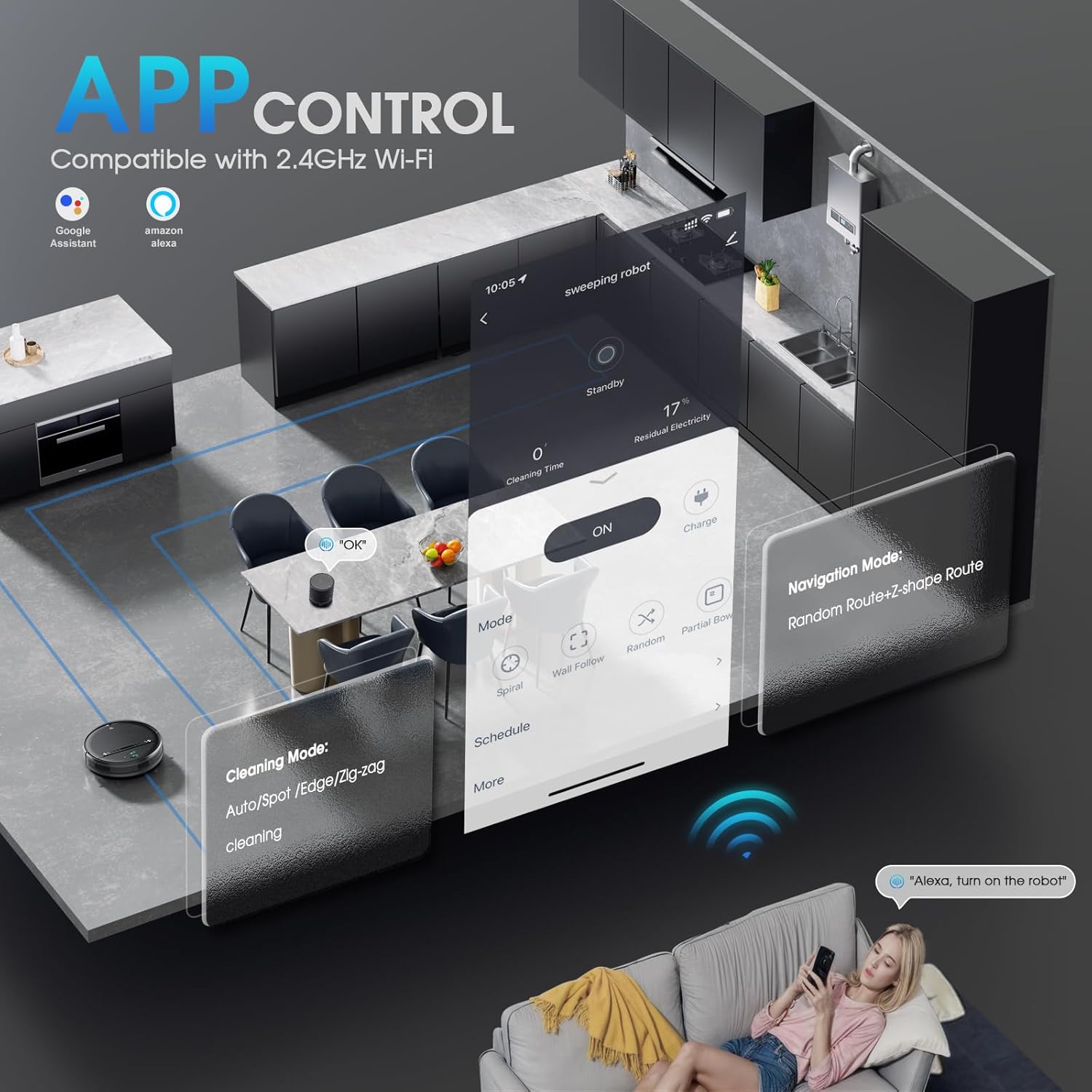 SHELIKI Robot Vacuum and Mop 2-in-1 Cleaner