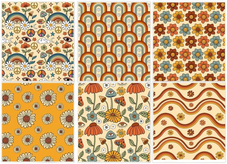 Whaline 6 Pack Boho Floral Dish Cloths