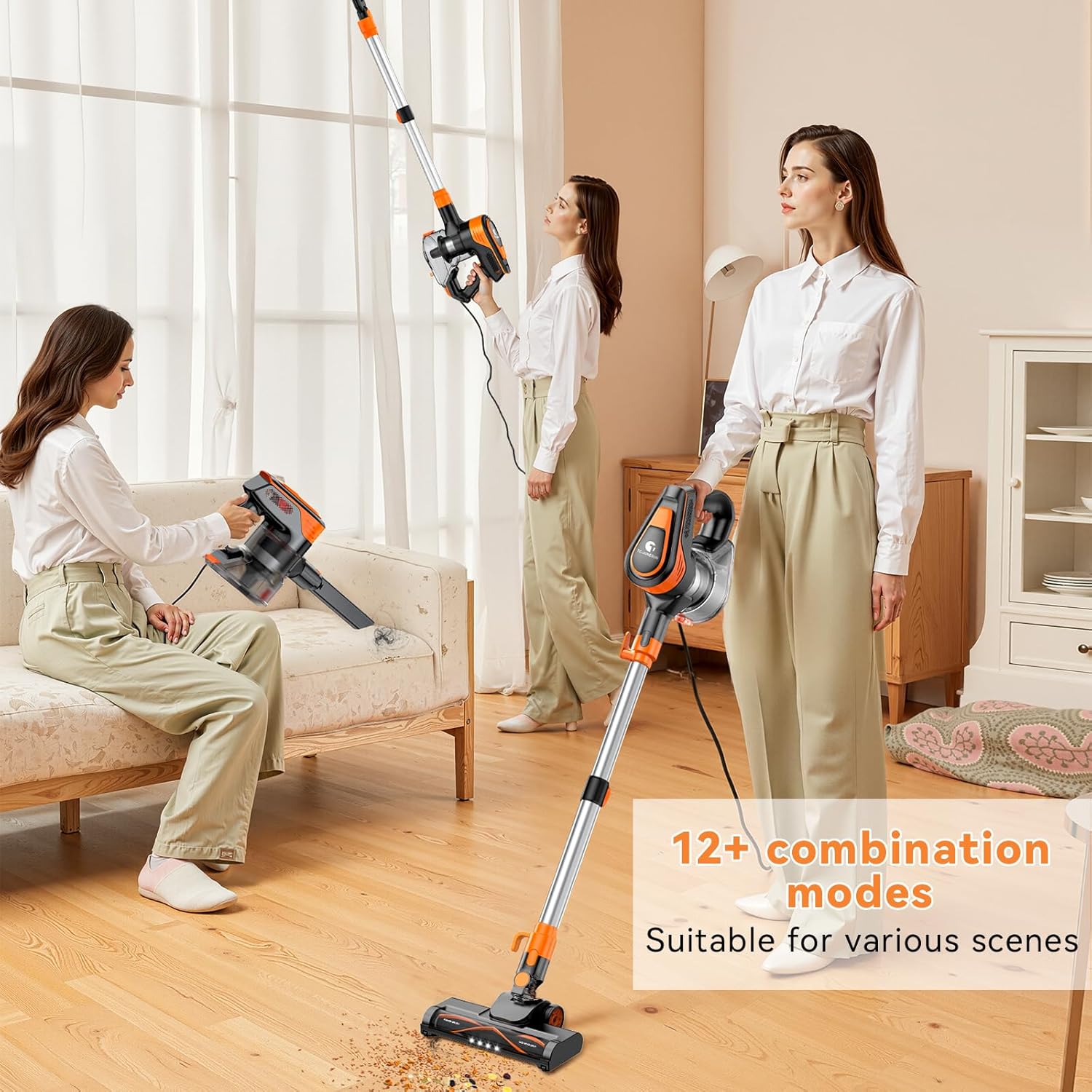 23ft Corded Vacuum Cleaner with 600W Power and 20Kpa Suction