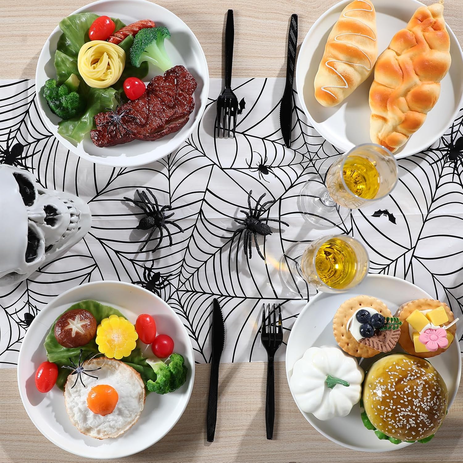 6 Pcs Halloween Table Runner Spider Web Decoration