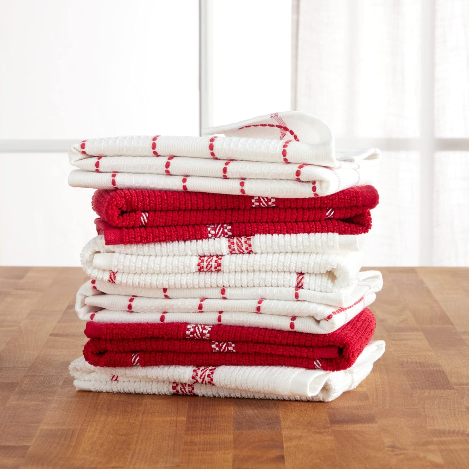 Martha Stewart Modern Waffle Kitchen Towel Set 6-Pack Red