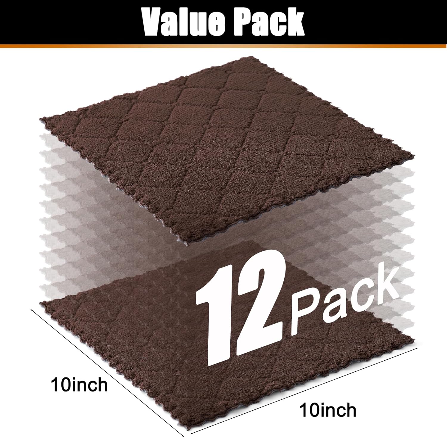 Mordimy 12 Pack Dish Towels 10x10 Dark Grey Brown