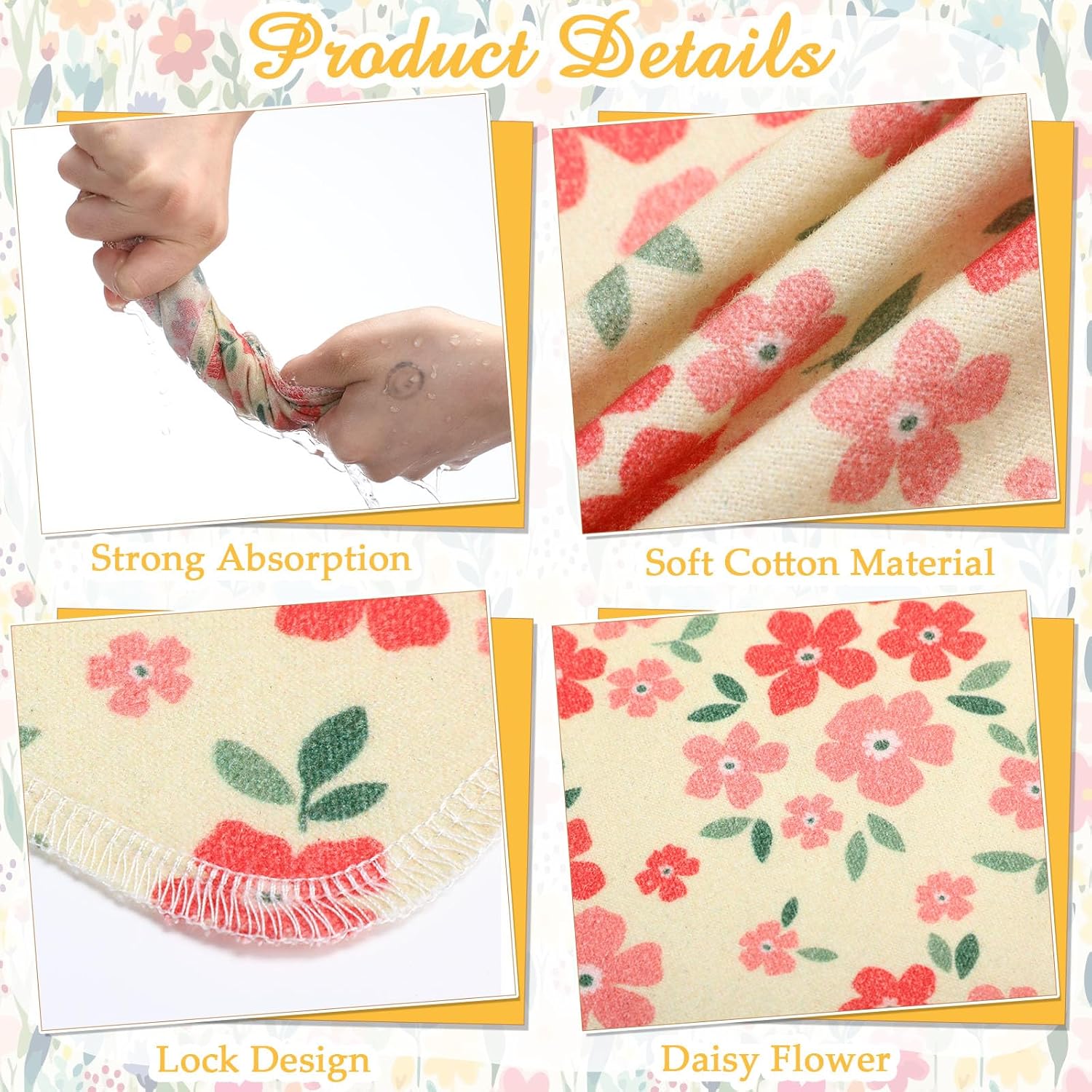 Tiamon 24 Pcs Reusable Daisy Dish Cloths