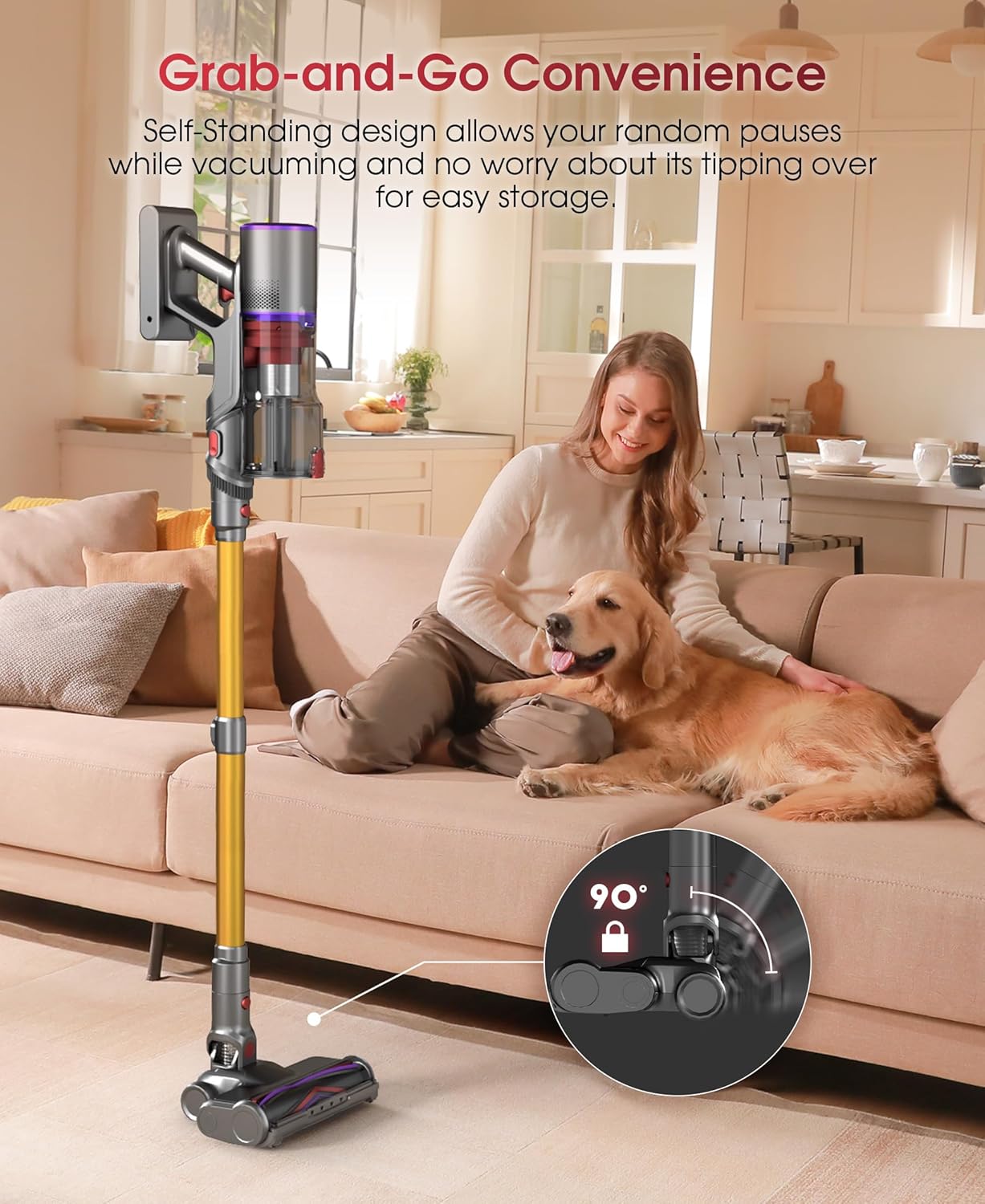 UNINELL HOME Cordless Stick Vacuum Cleaner 48000Pa 550W 65Mins