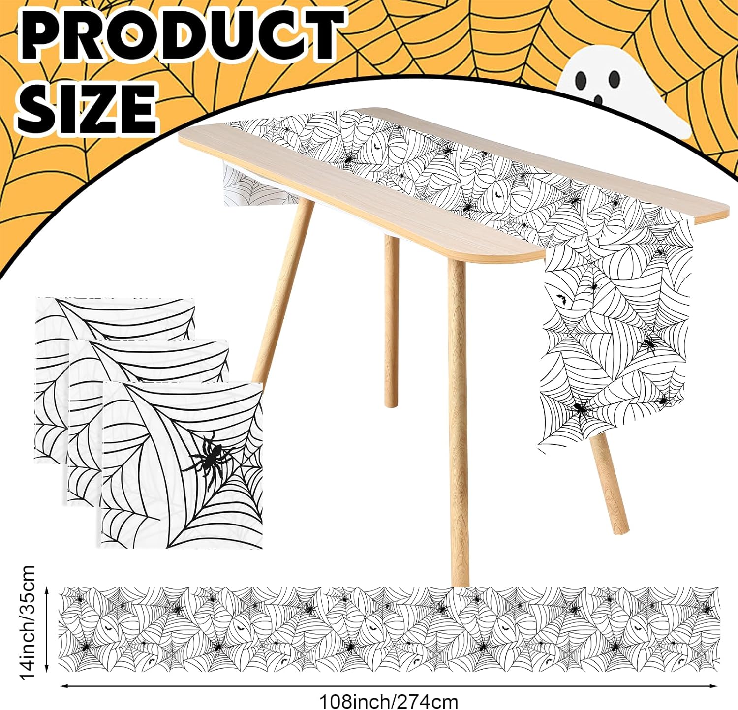 6 Pcs Halloween Table Runner Spider Web Decoration