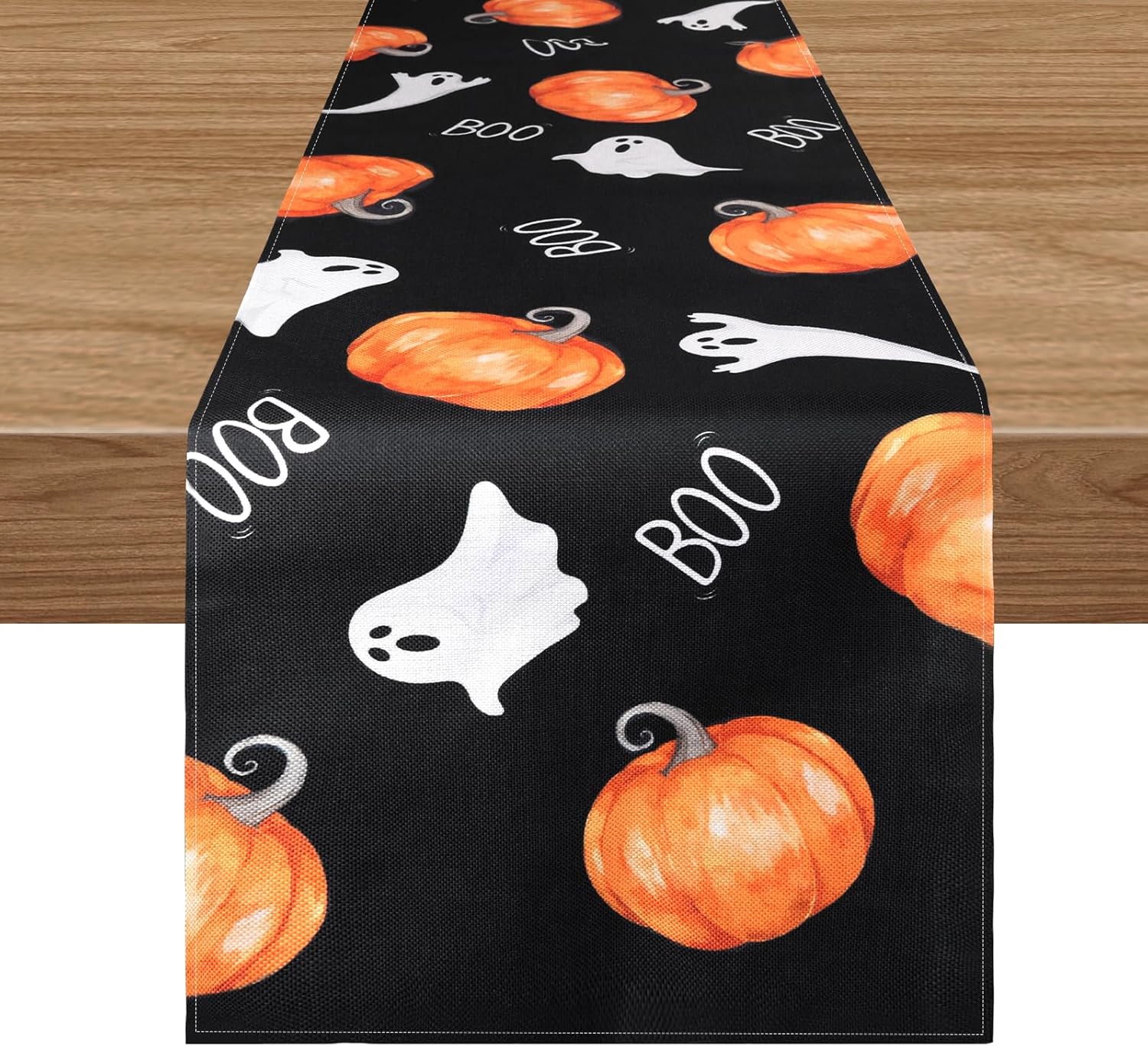 Halloween Table Runner Black Ghost Pumpkin Decor