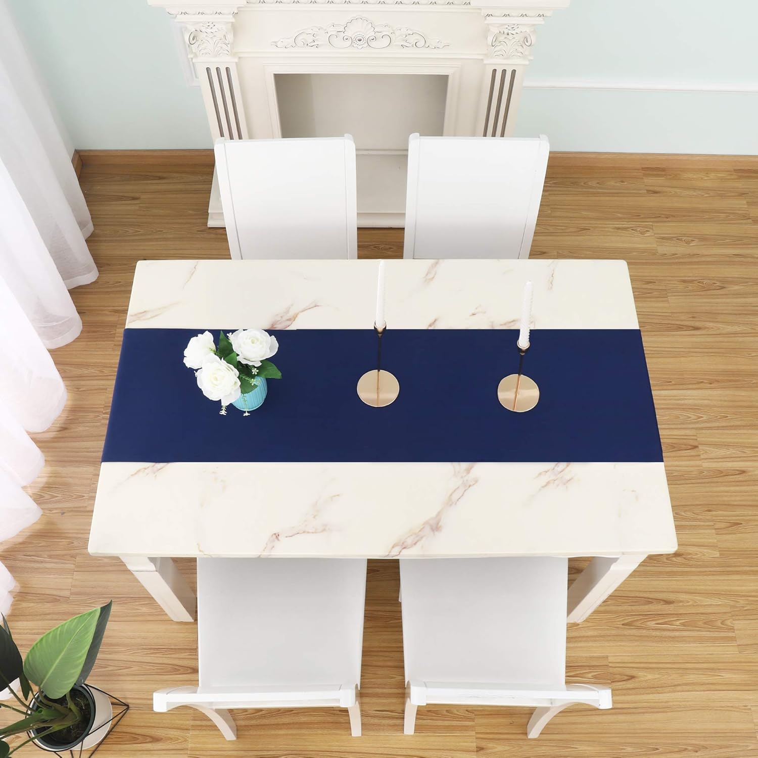 DUALIFE Navy Table Runner 14x72 Inch 2 Pieces