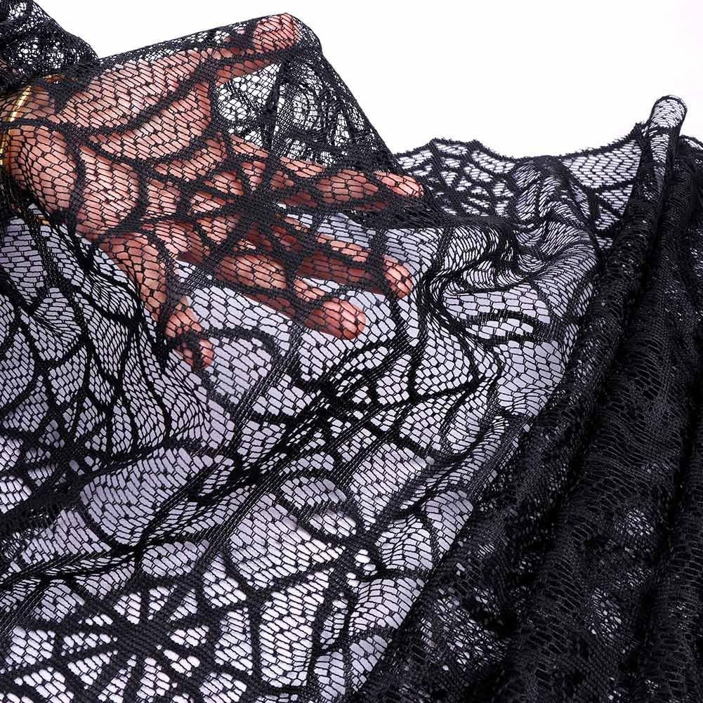 Hooqict Halloween Table Runner 20x80 Inch Black Lace