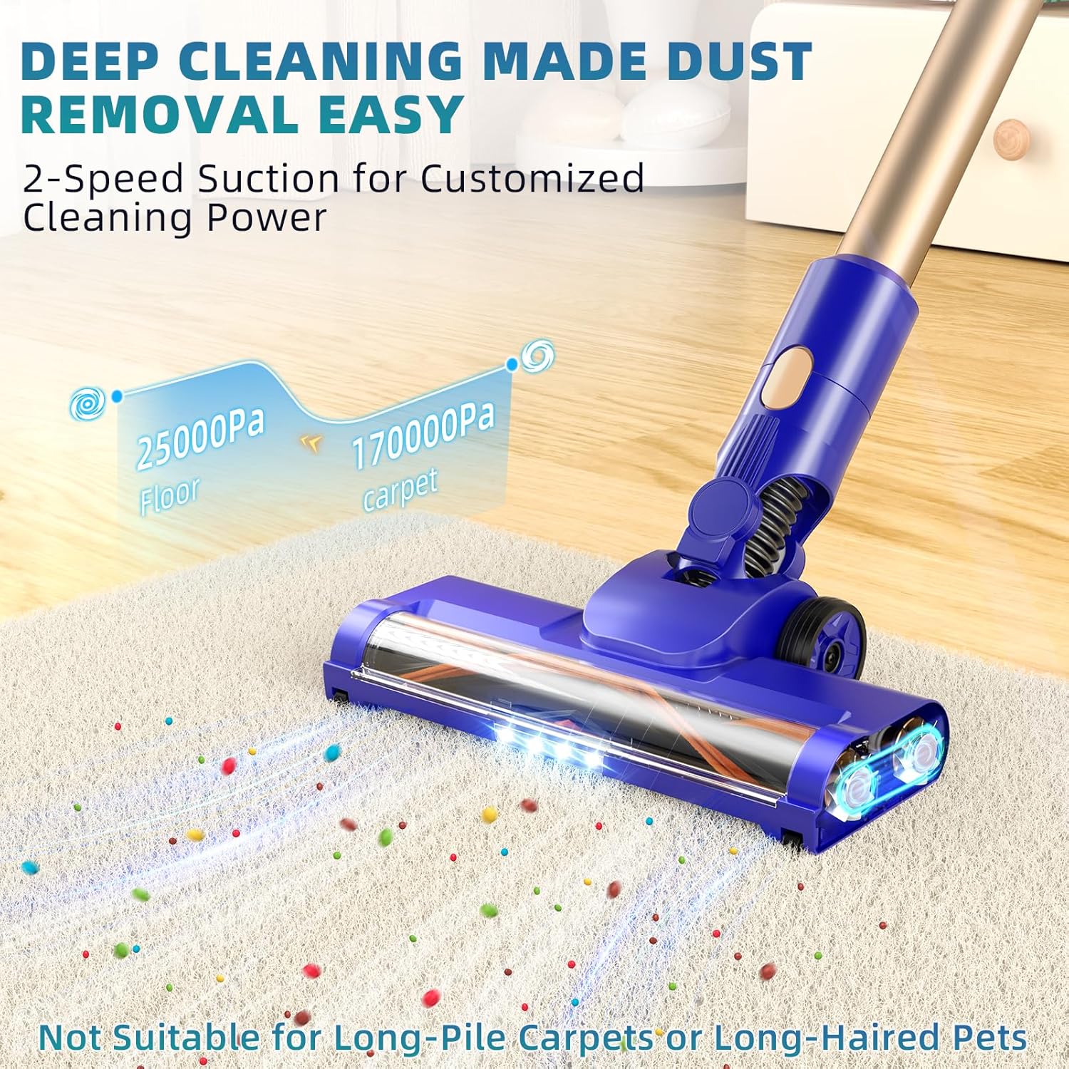 Cordless Vacuum Cleaner with 180 Bendable Wand and Touch Screen