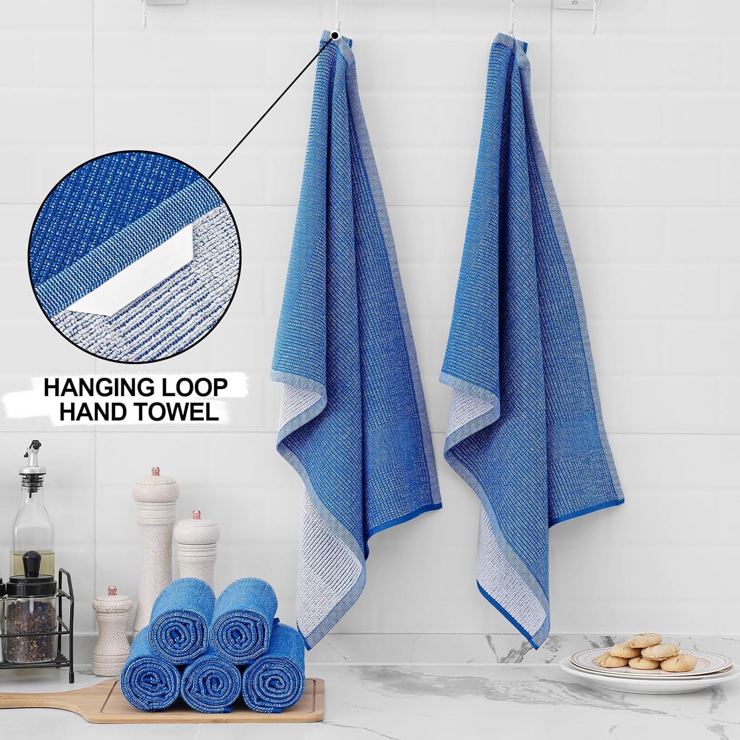 Homaxy Premium Kitchen Towels 6 Pack Blueberry