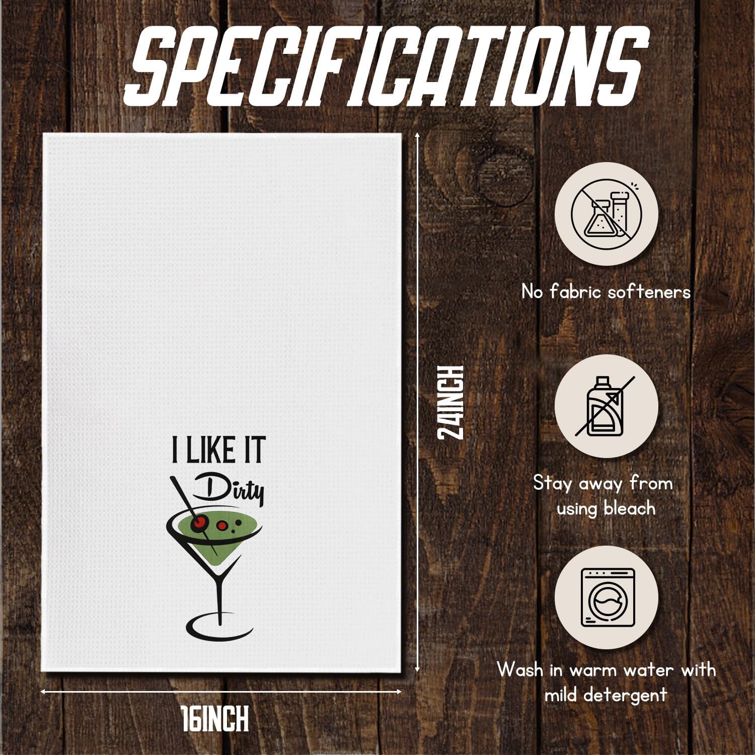 Dirty Martini Gifts - Funny Kitchen Towel with Cocktail Print