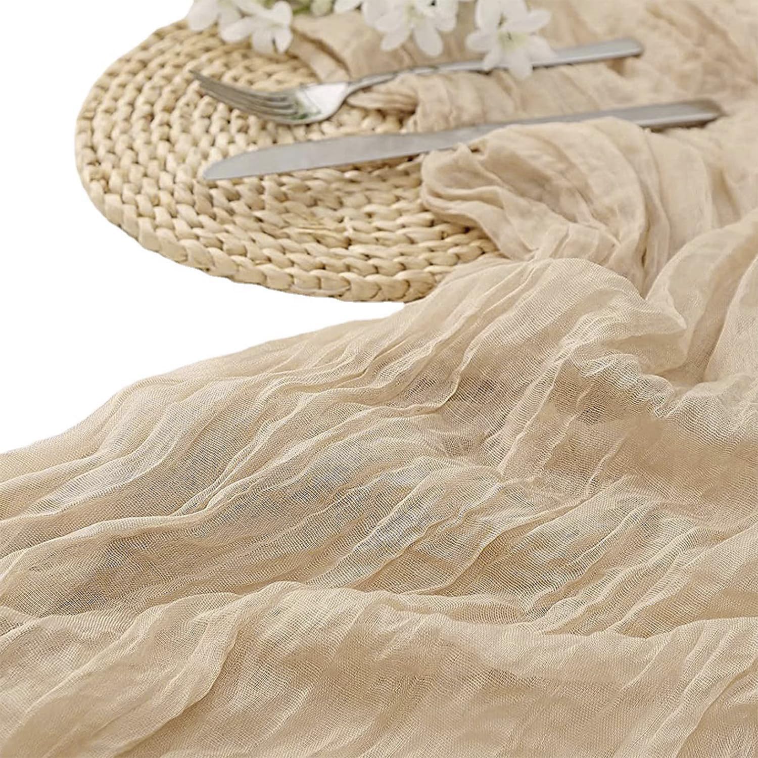 10 Pack 10 Ft Beige Cheesecloth Table Runner