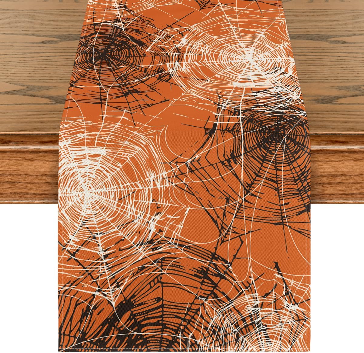 Artoid Mode Spider Web Orange Halloween Table Runner 13x72 Inch