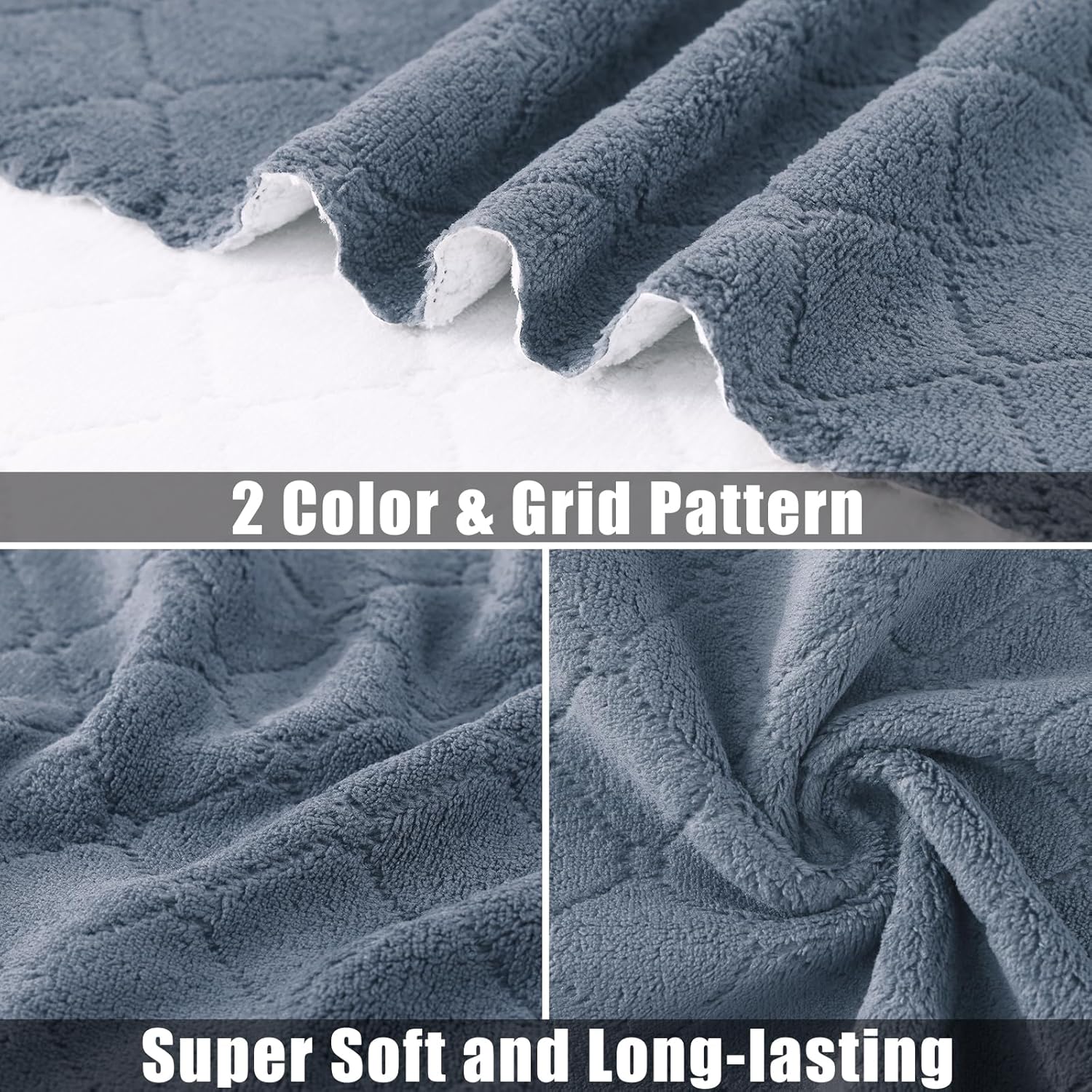 Mordimy 12-Pack Kitchen Cloths Dish Towels 10x10 Dark Grey White