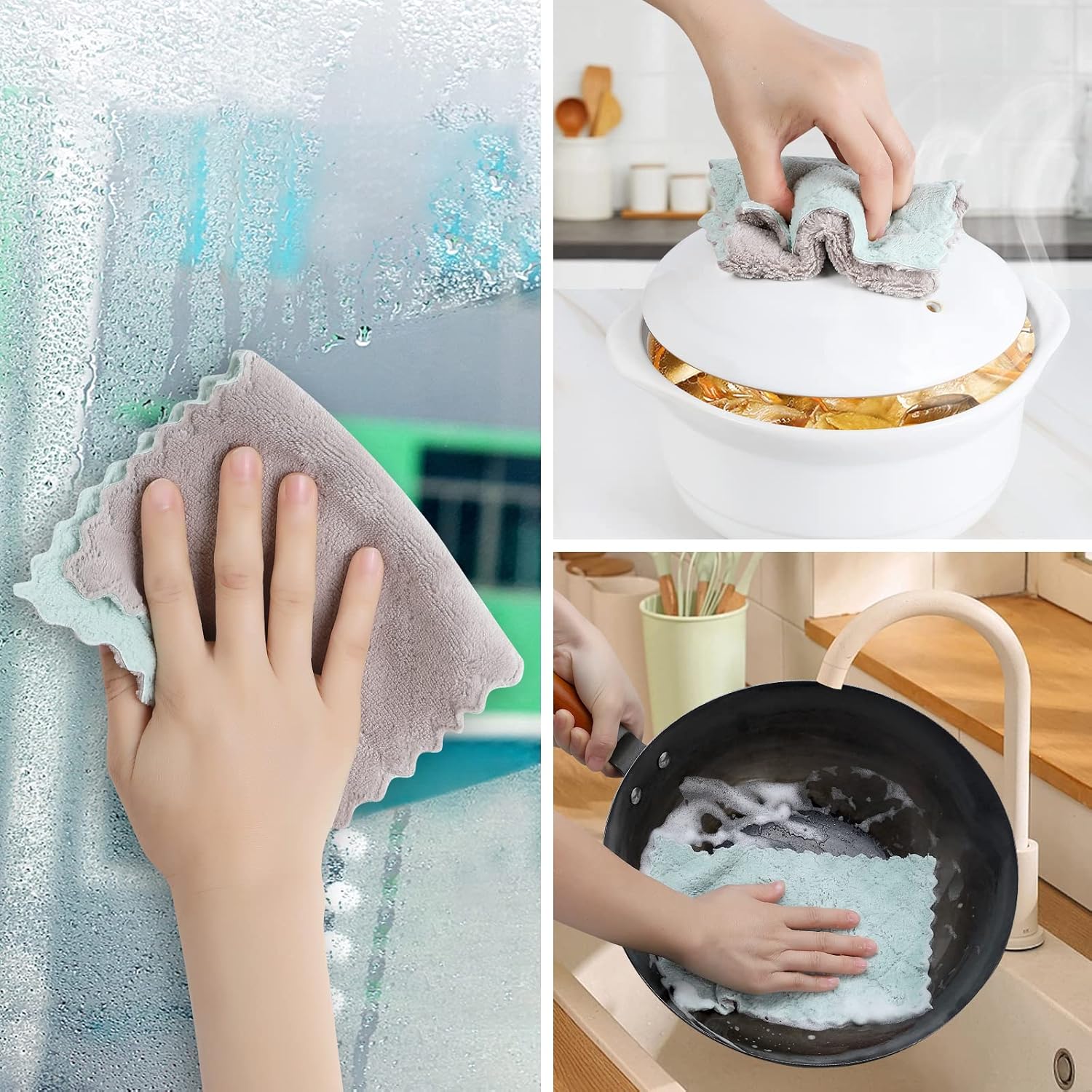 10 Pack Super Absorbent Dish Cloths Nonstick Reusable Kitchen Towels