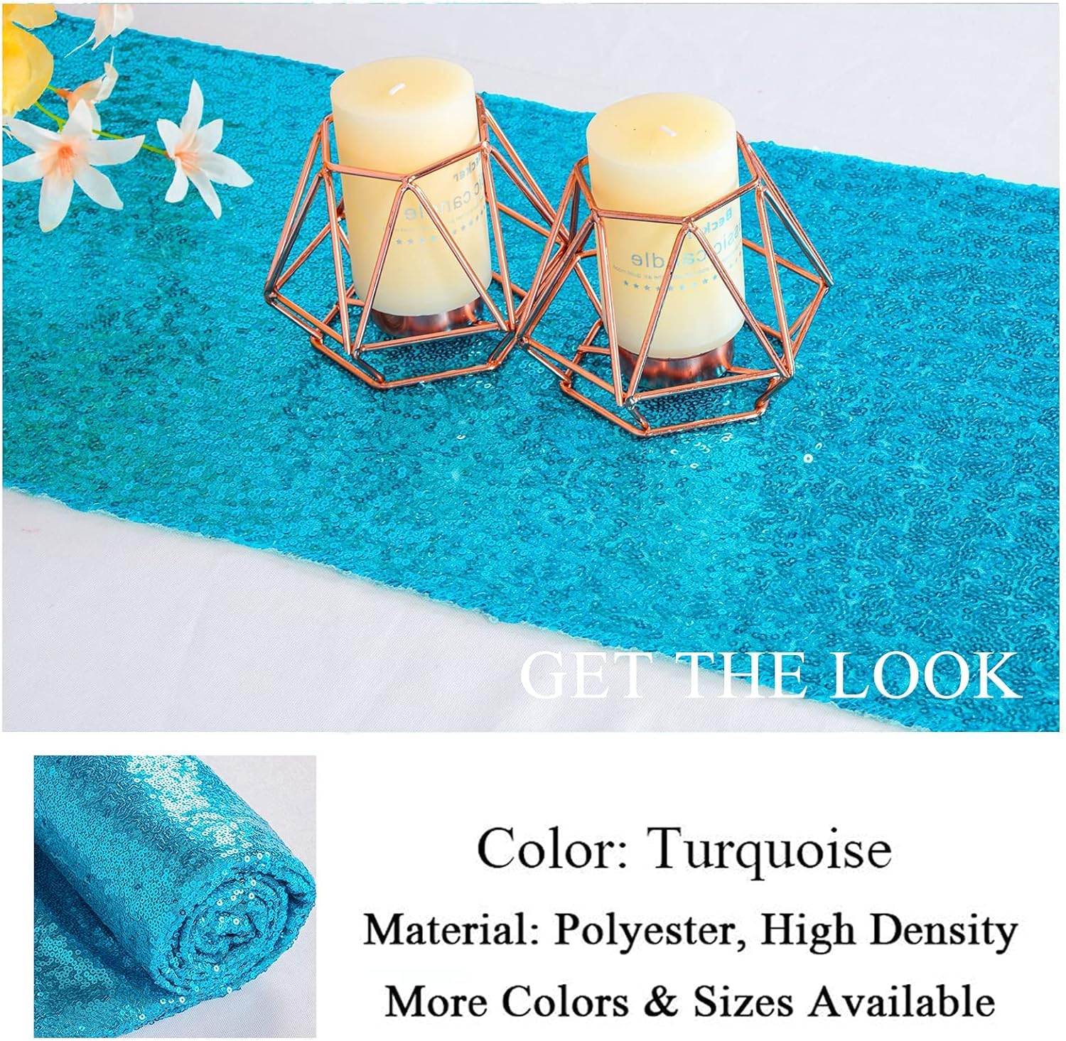 ShiDianYi Turquoise Sequin Table Runners 5 Pack